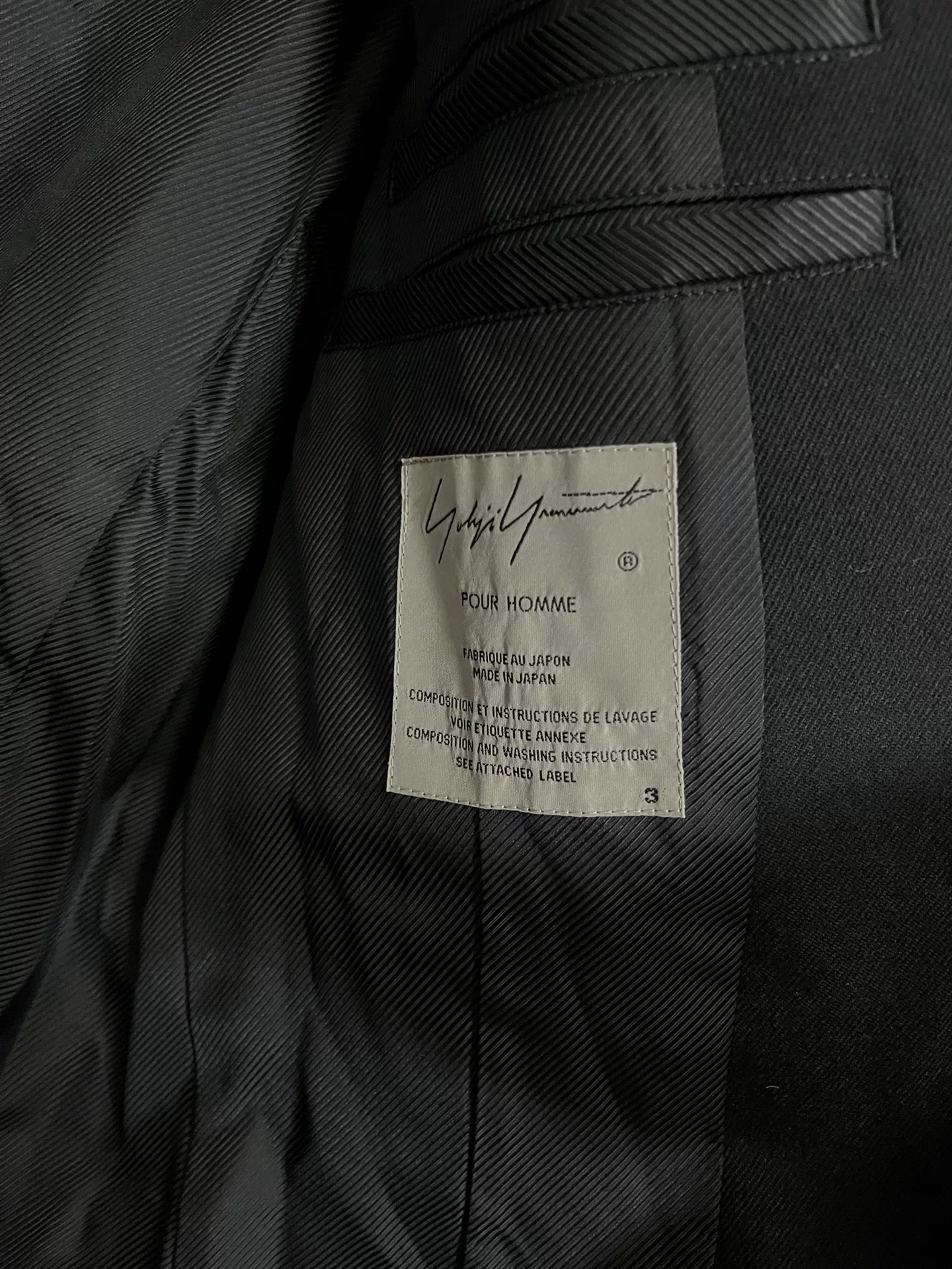 Yohji Yamamoto 21AW Double-Breasted Blazer — label