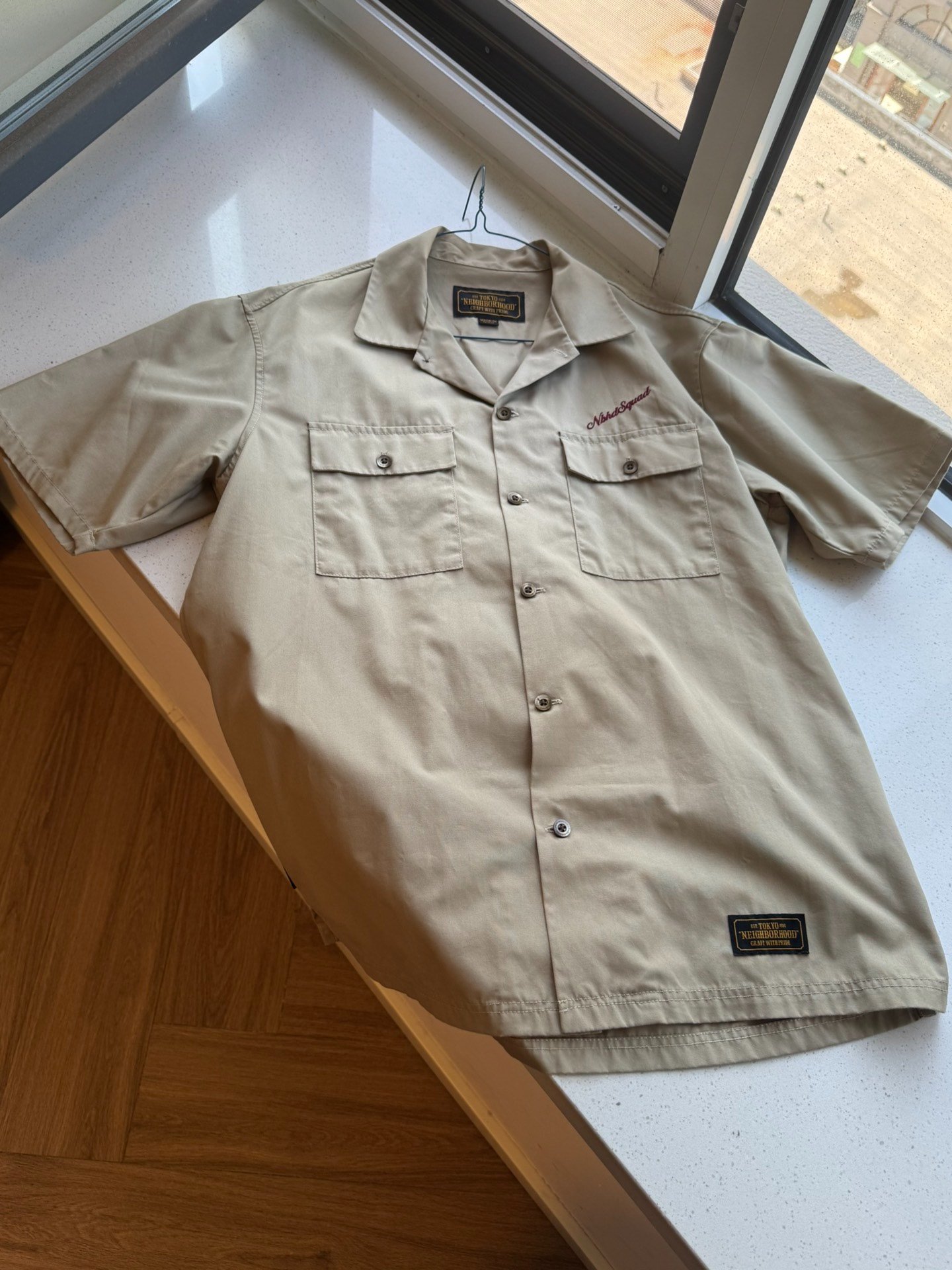 NEIGHBORHOOD Beige Short-Sleeve Work Shirt — front