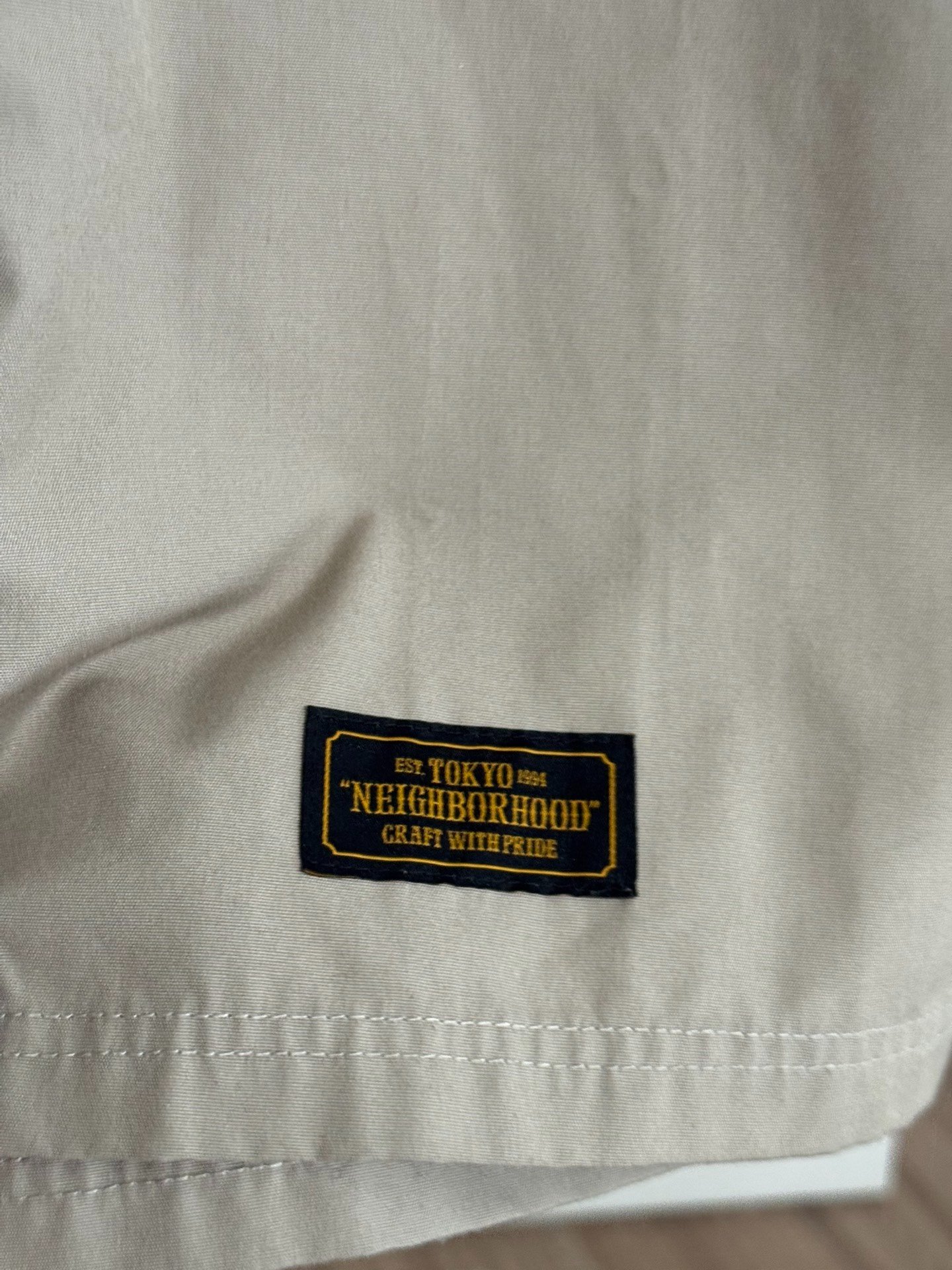 NEIGHBORHOOD Beige Short-Sleeve Work Shirt — label