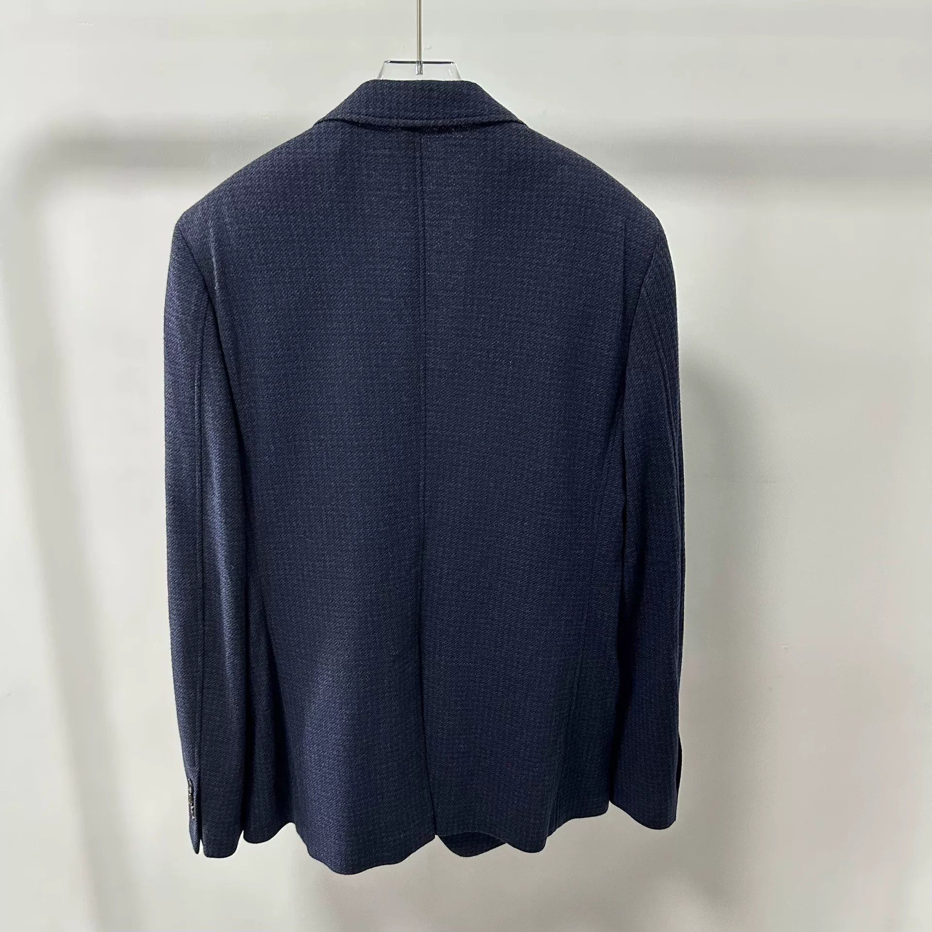 Salvatore Ferragamo Dark Blue Woven Suit Jacket — back