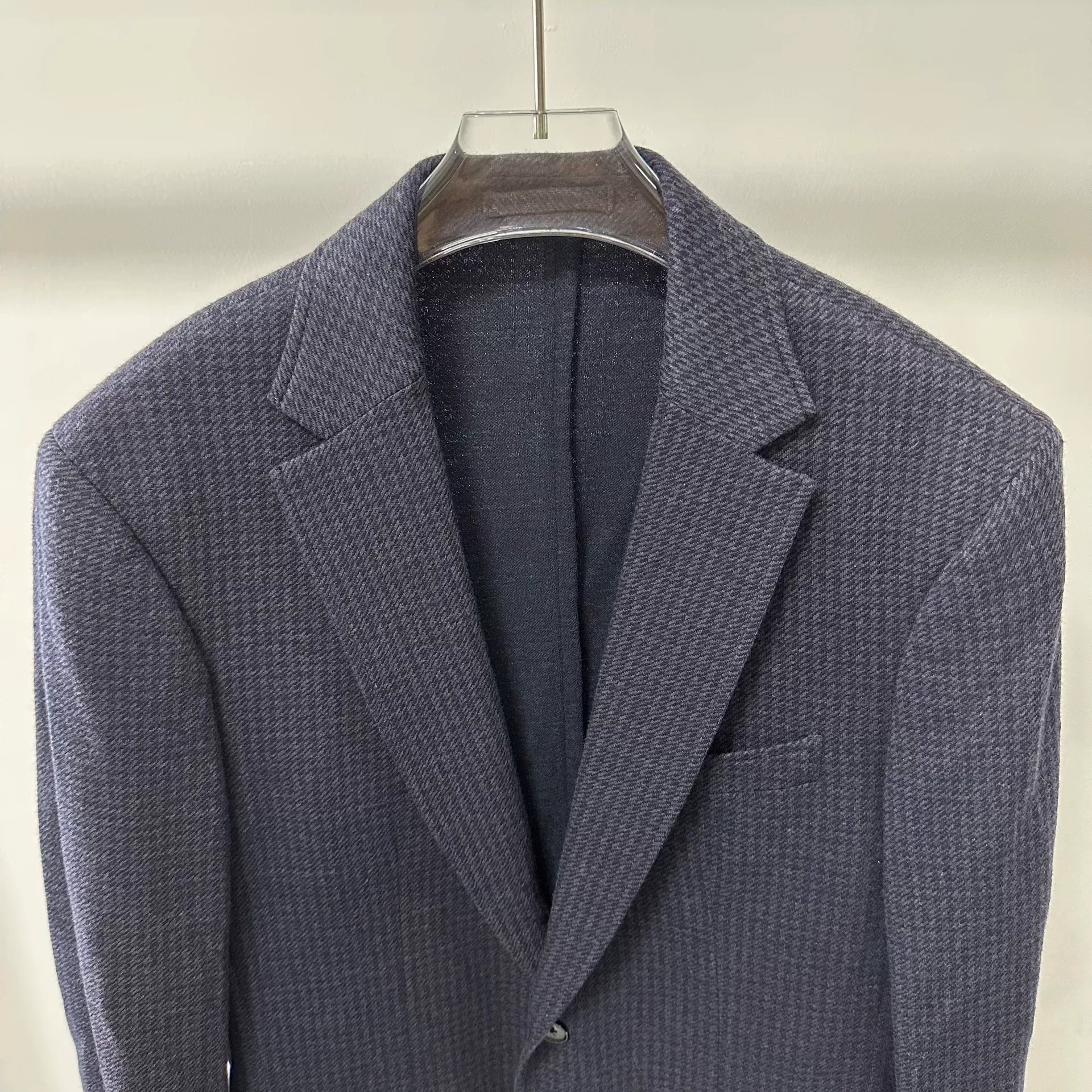 Salvatore Ferragamo Dark Blue Woven Suit Jacket — front