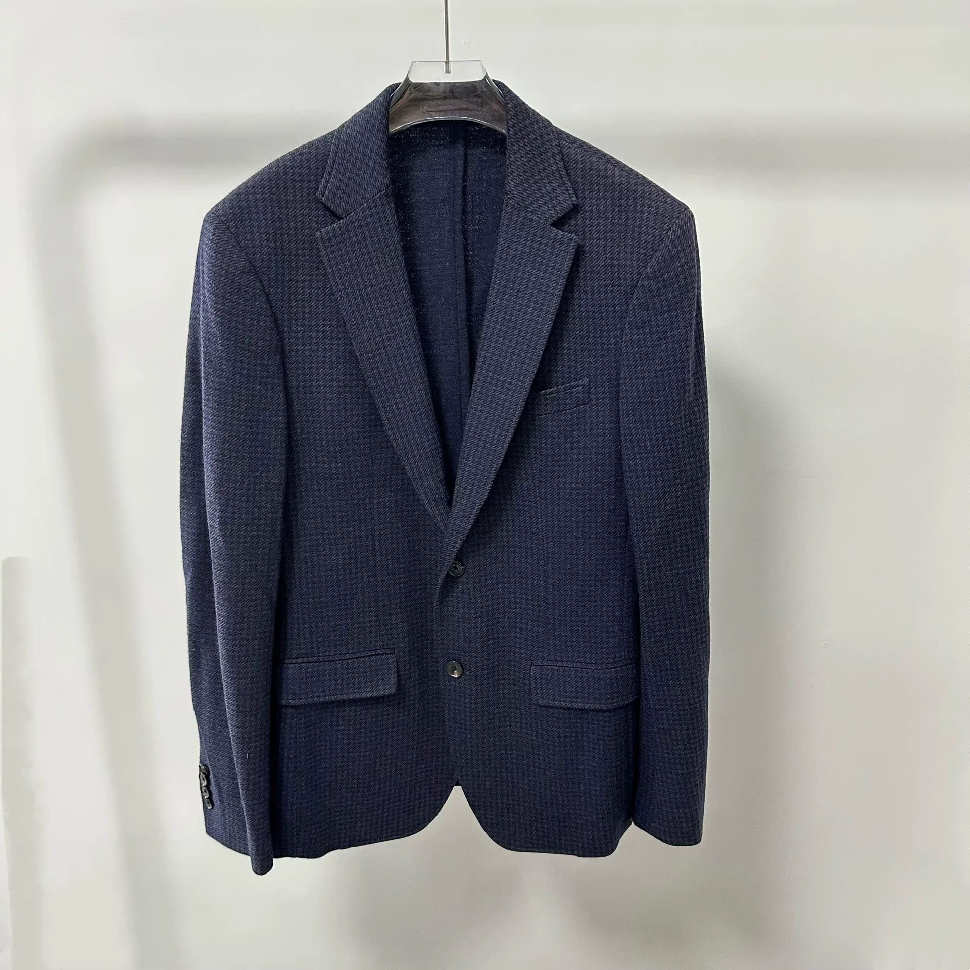 Salvatore Ferragamo Dark Blue Woven Suit Jacket