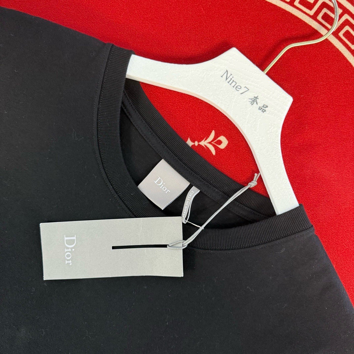 Dior 2026 Four-Leaf Clover Logo Black T-Shirt — detail