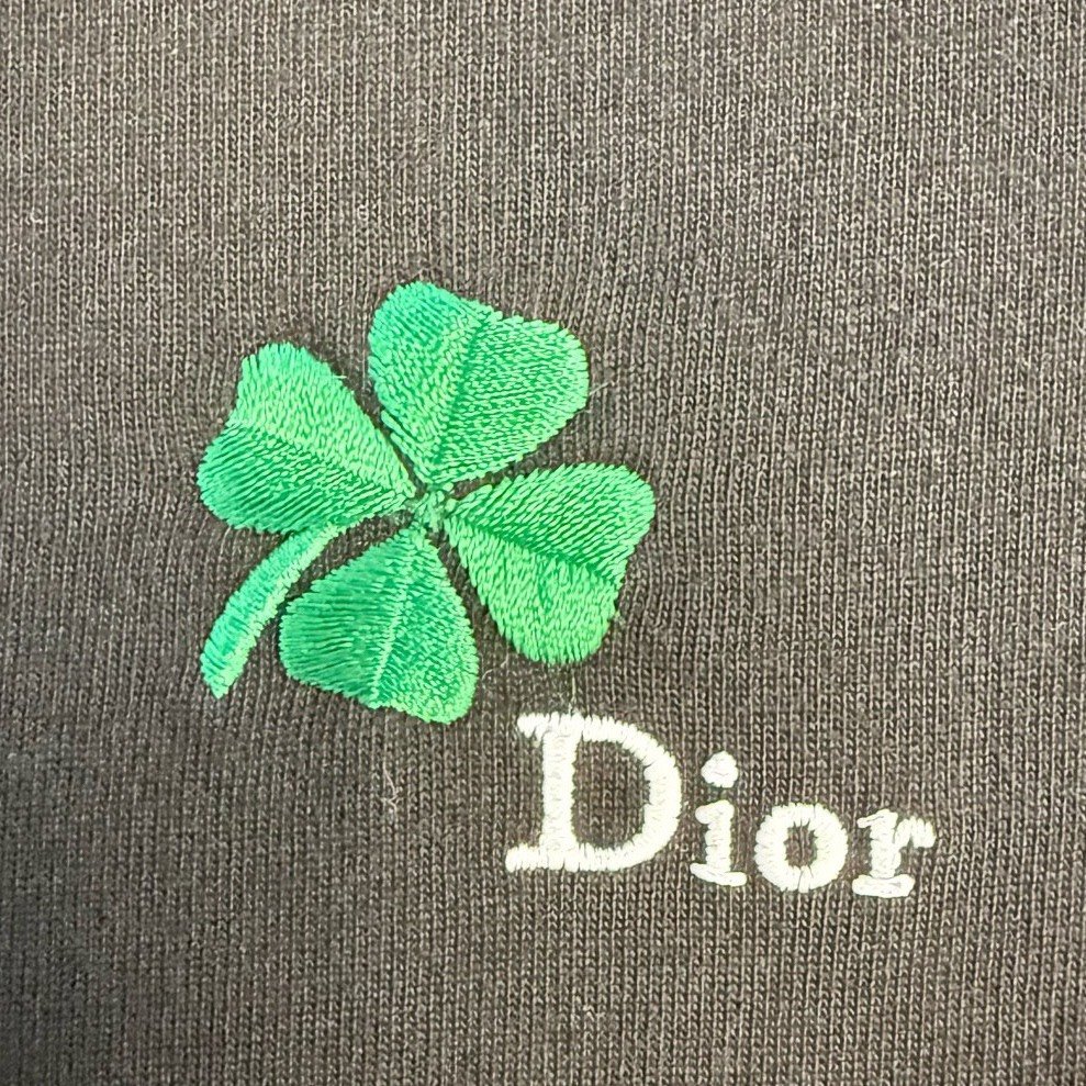 Dior 2026 Four-Leaf Clover Logo Black T-Shirt — back