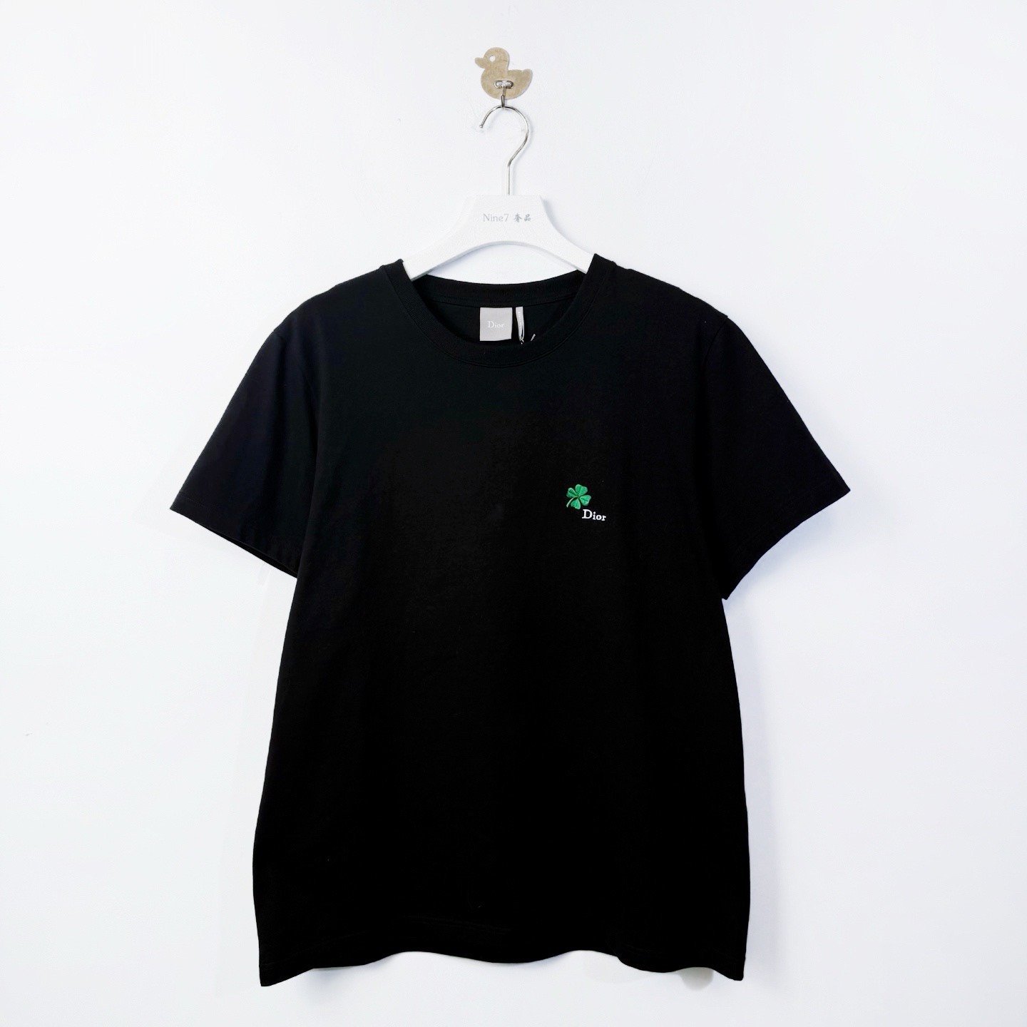 Dior 2026 Four-Leaf Clover Logo Black T-Shirt