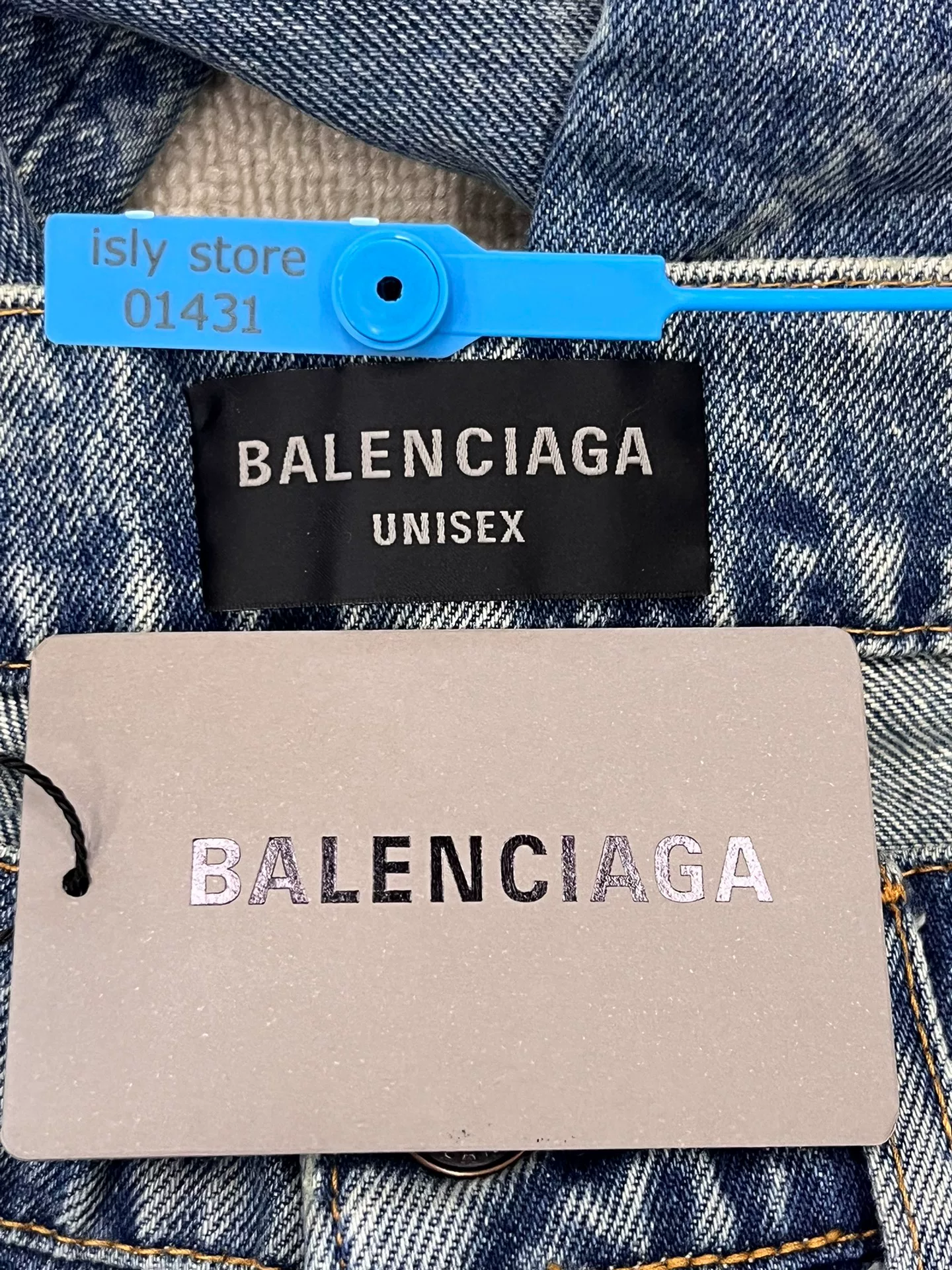 Balenciaga All-Over Logo Denim Jeans — back