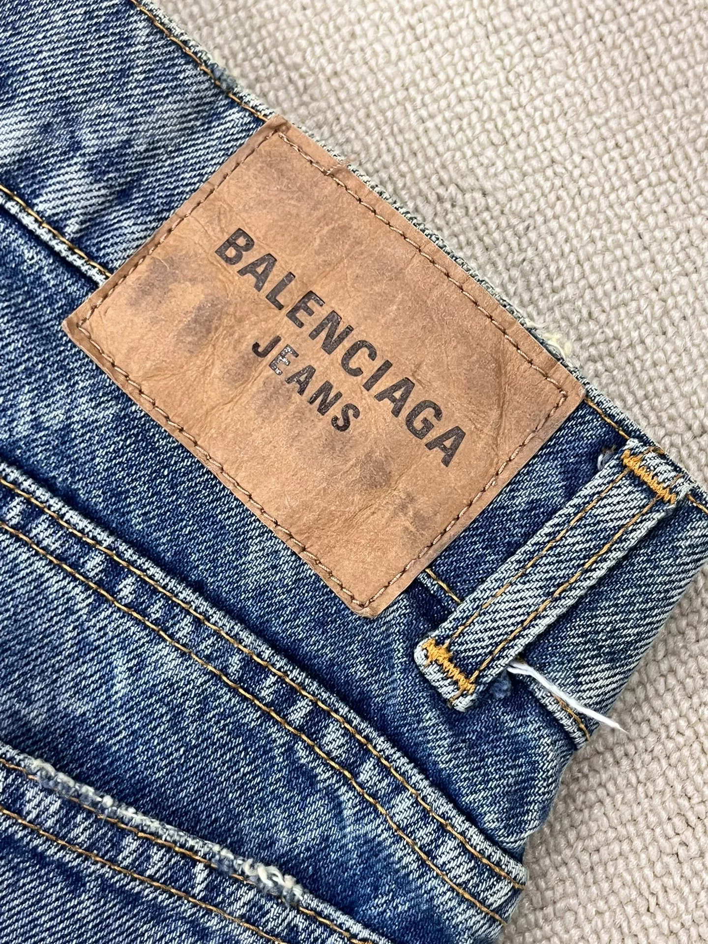 Balenciaga All-Over Logo Denim Jeans — detail