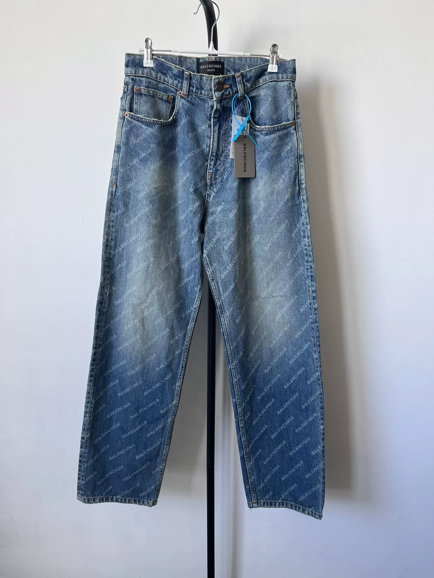 Balenciaga All-Over Logo Denim Jeans