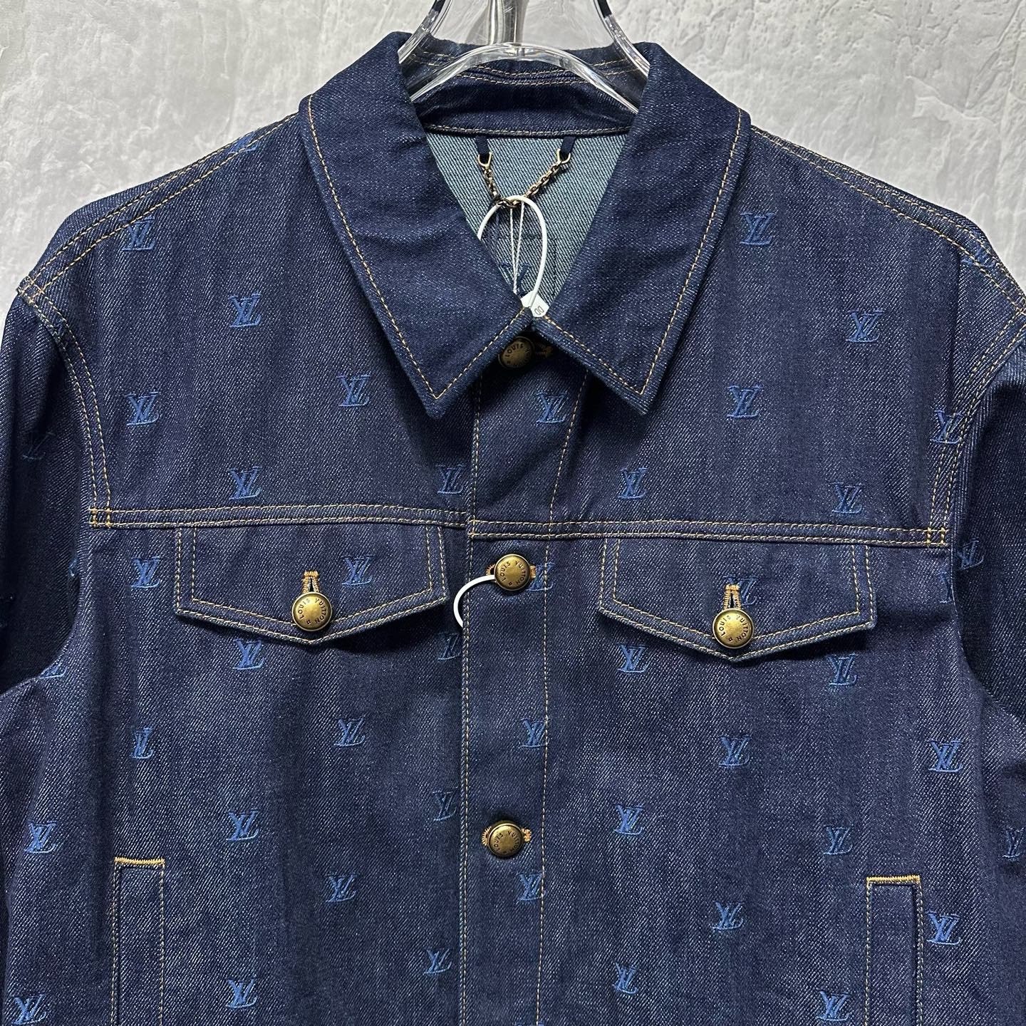 Louis Vuitton All-Over Embroidered Denim Jacket — detail