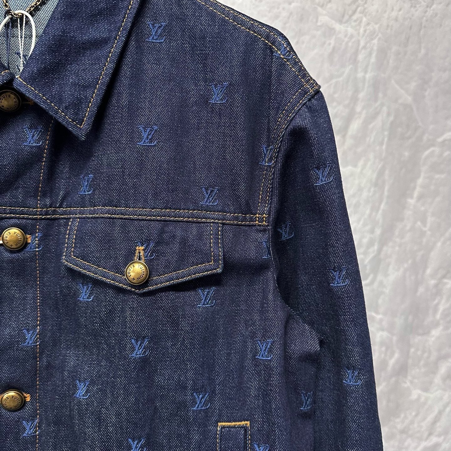 Louis Vuitton All-Over Embroidered Denim Jacket — front