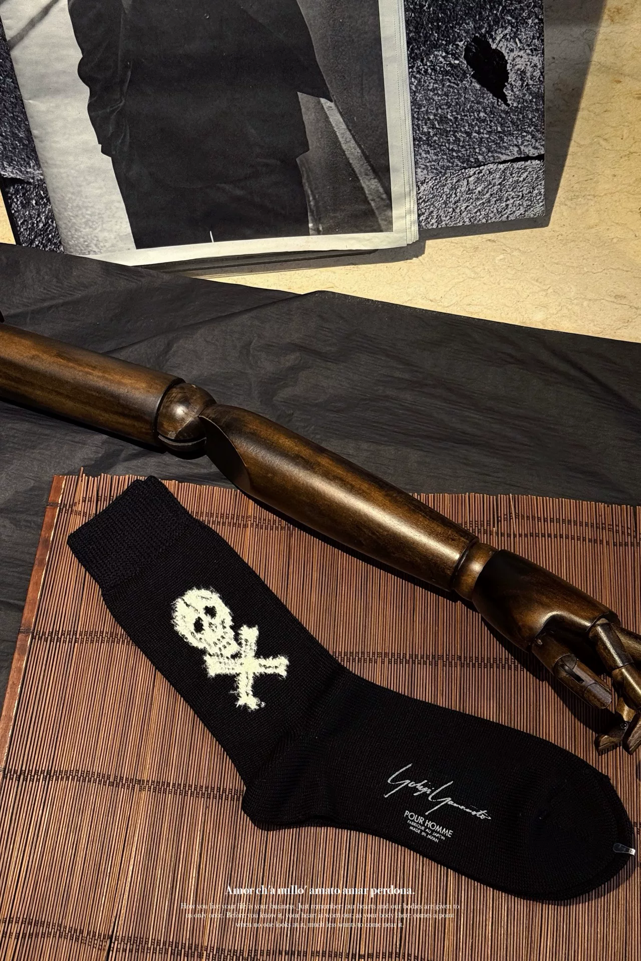 Yohji Yamamoto 94AW Skull Wool Socks — label