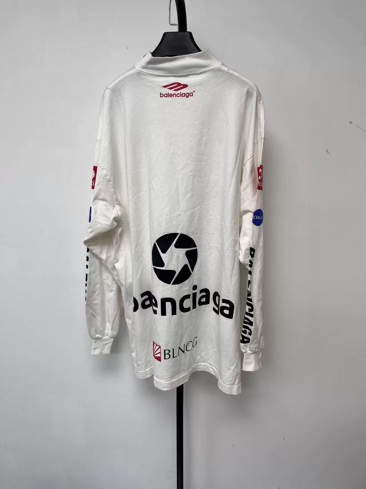 Balenciaga Logo Loose White Long-Sleeve T-Shirt — front