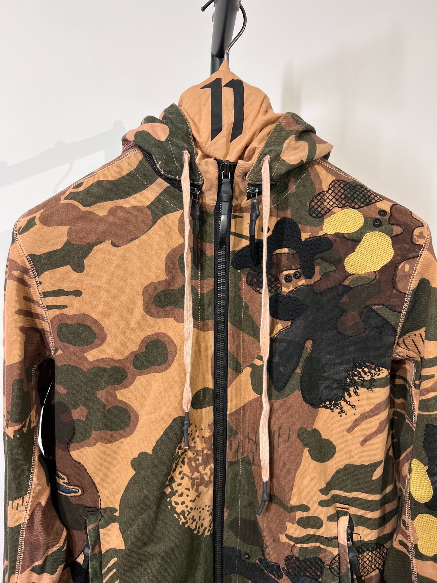 Boris Bidjan Saberi Camo Hooded Zip Jacket — detail