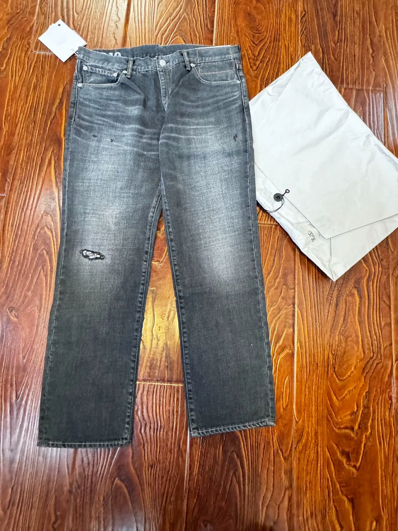 Visvim d10 Blue Distressed Straight Jeans — label