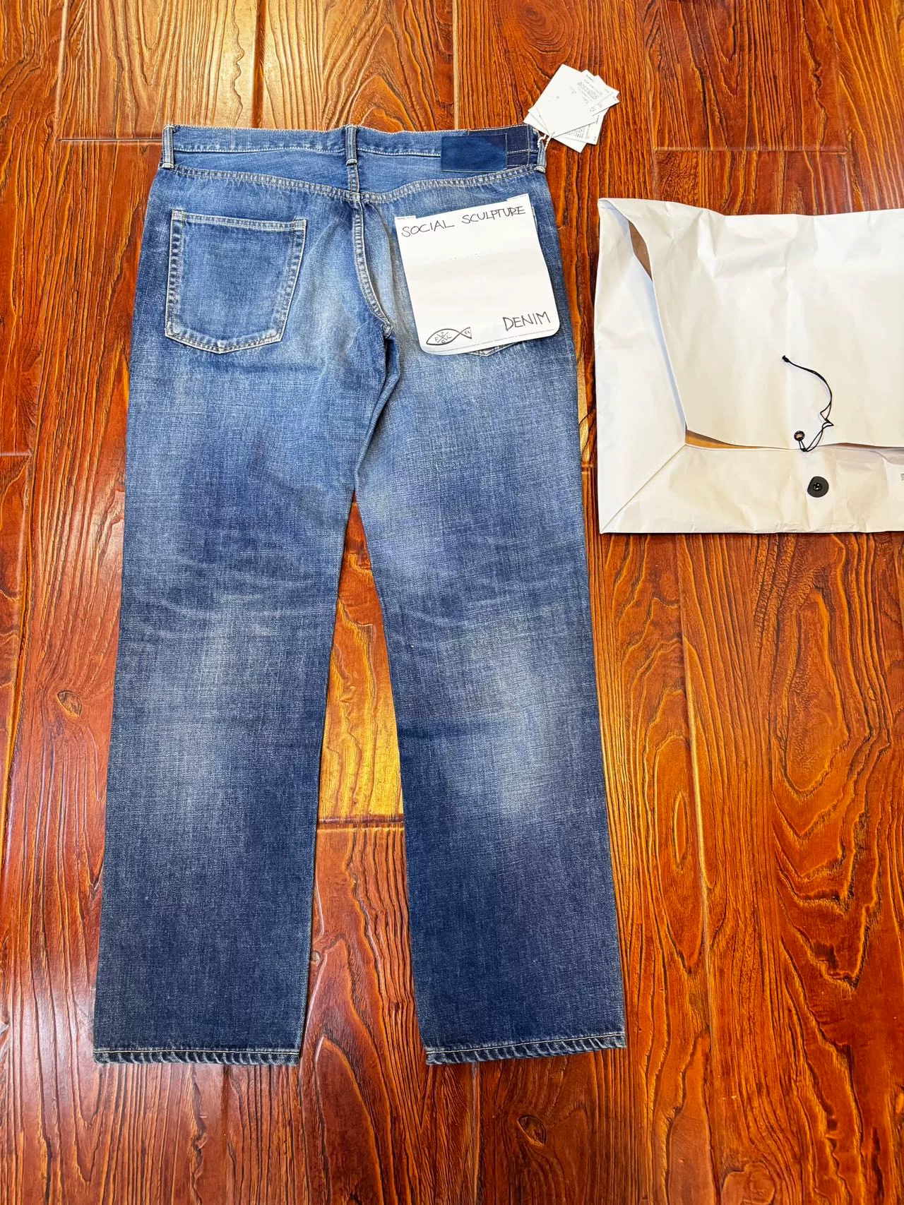 Visvim d10 Blue Distressed Straight Jeans — back