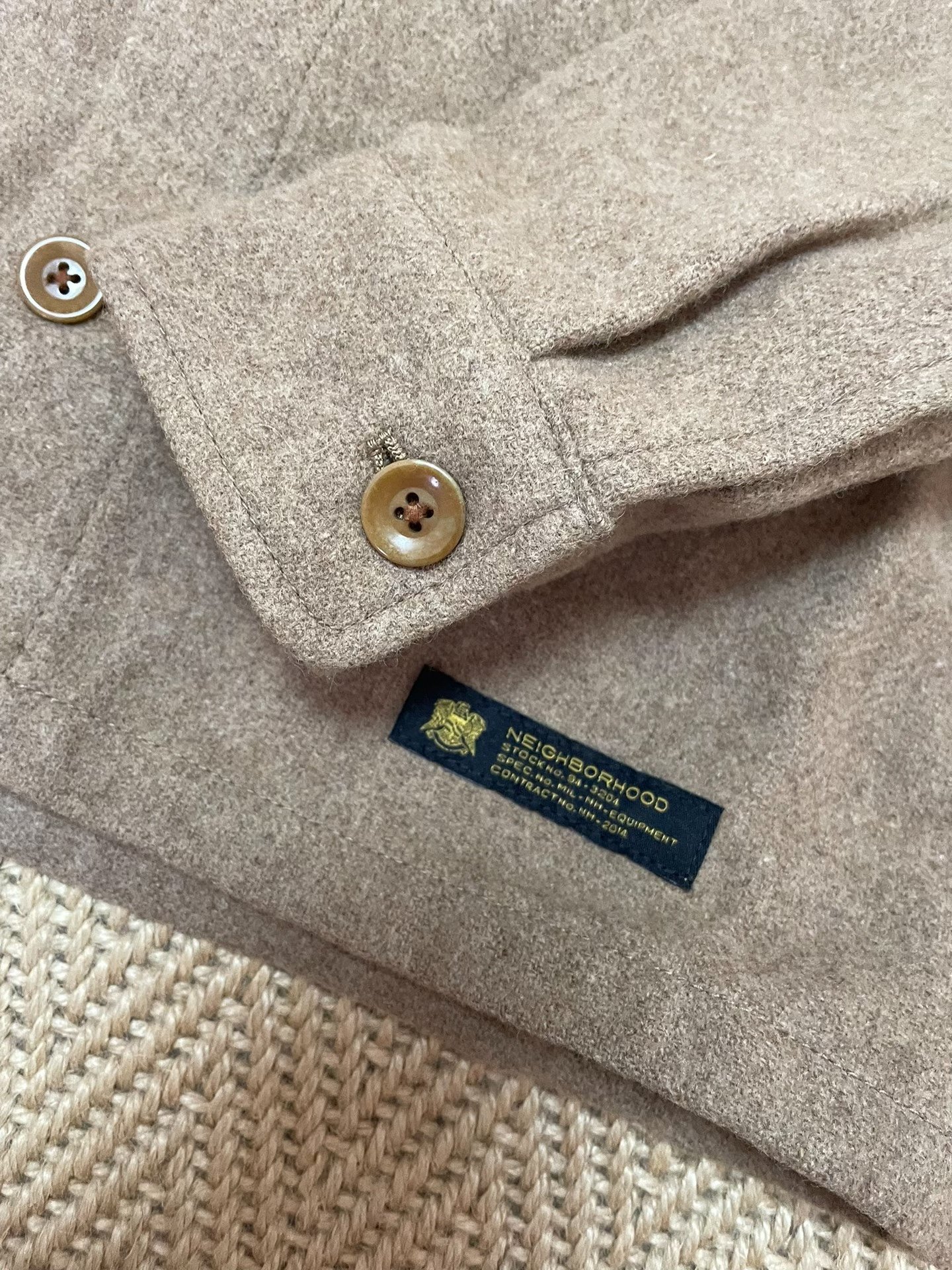 NEIGHBORHOOD CPO Two-Pocket Wool Jacket — label