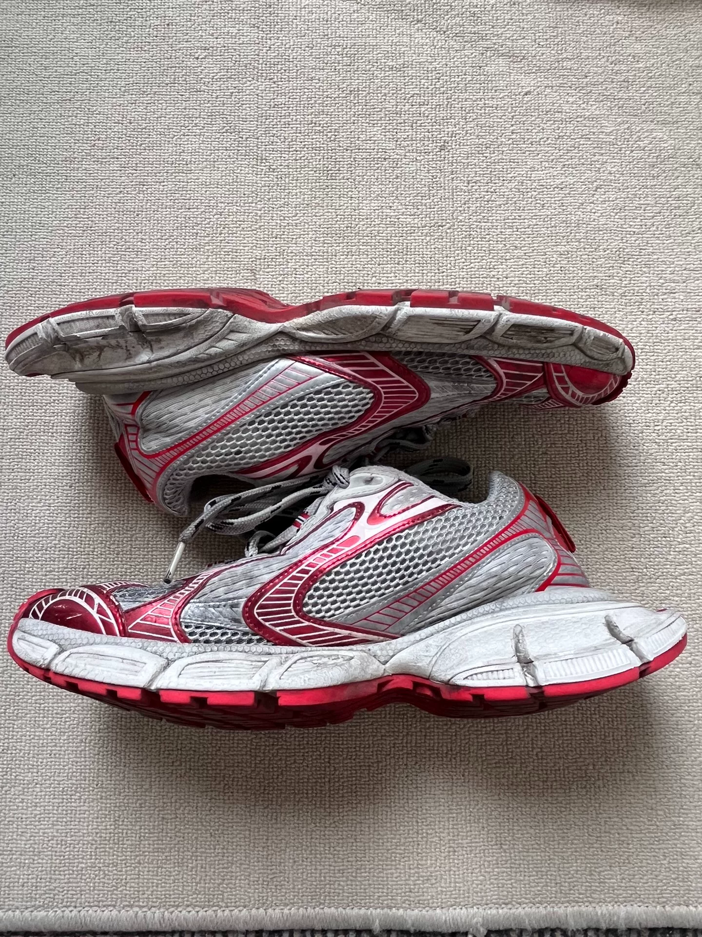 Balenciaga Distressed Low-Top Mesh Dad Shoes — label