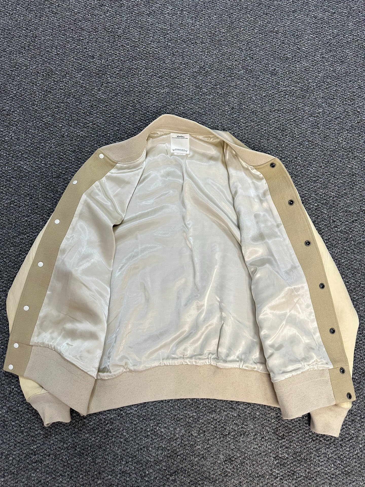 visvim Horse Leather Sleeve Varsity Jacket — front