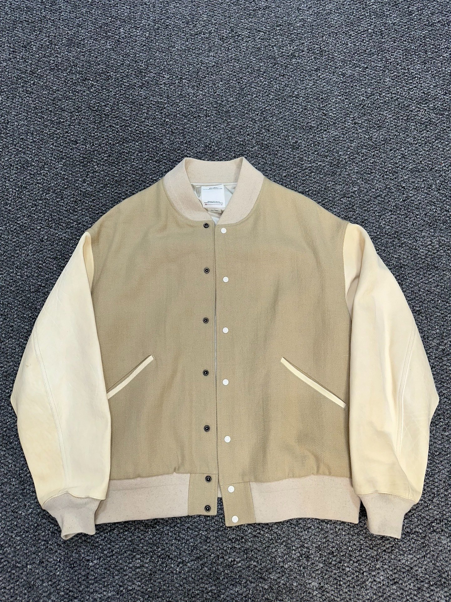 visvim Horse Leather Sleeve Varsity Jacket