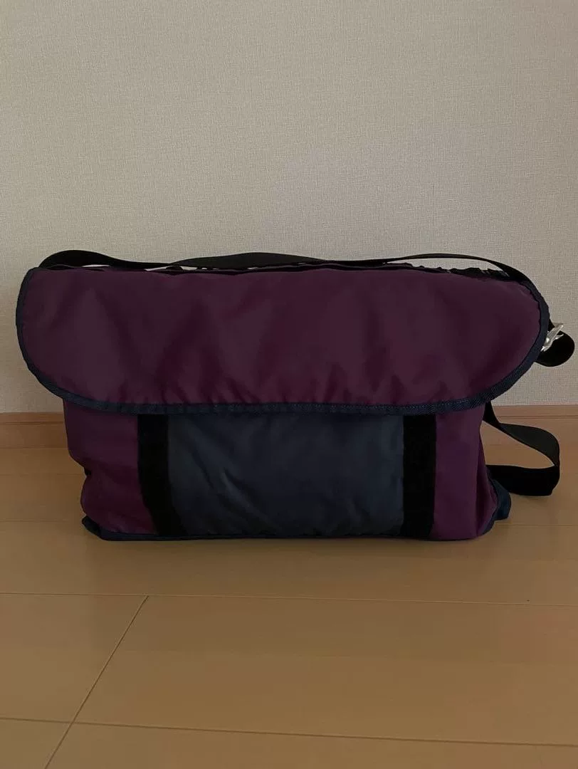 PORTER Purple Navy Color-Block Messenger Bag — front