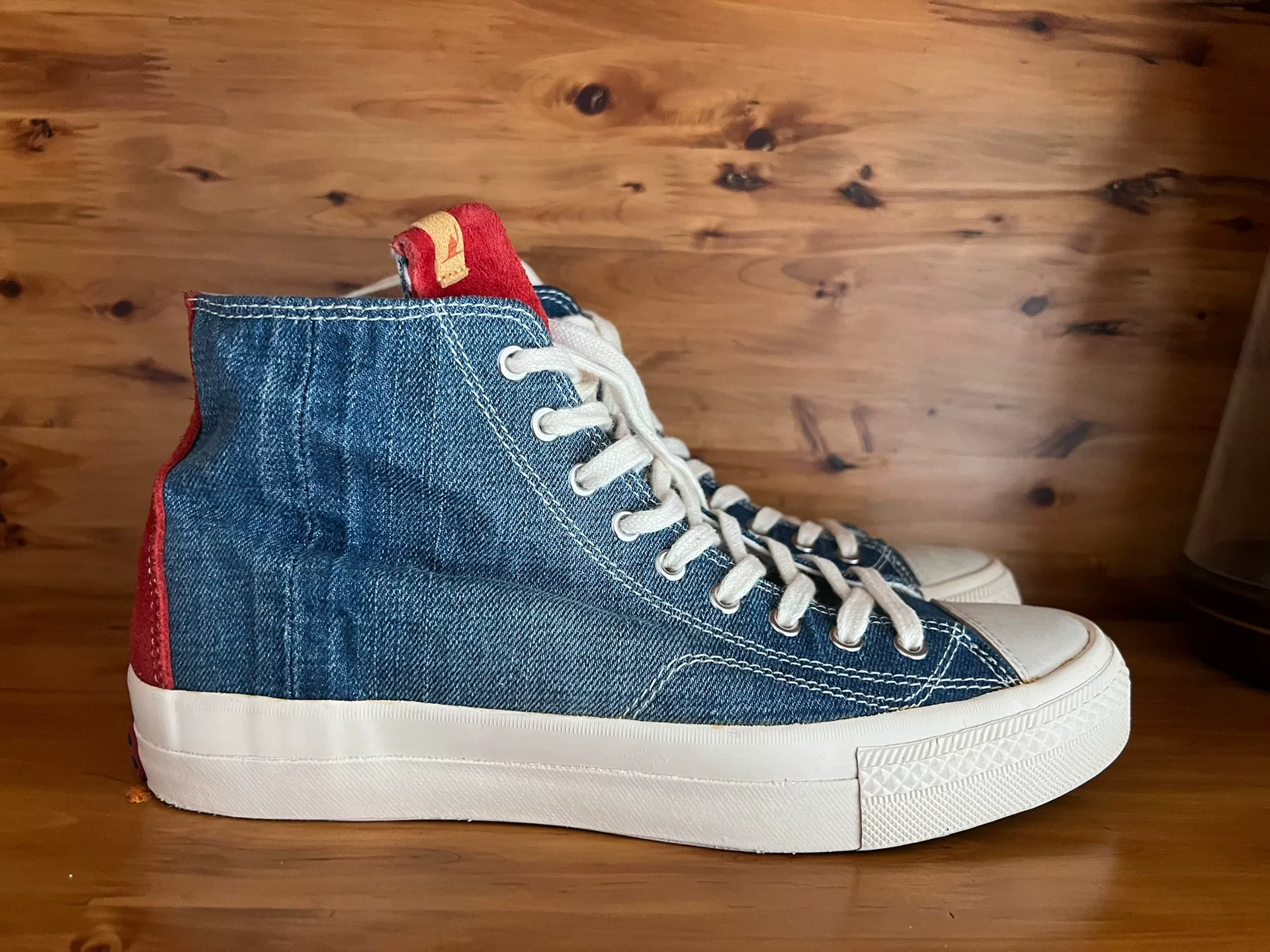 Visvim Denim Red Tail High-Top Sneakers