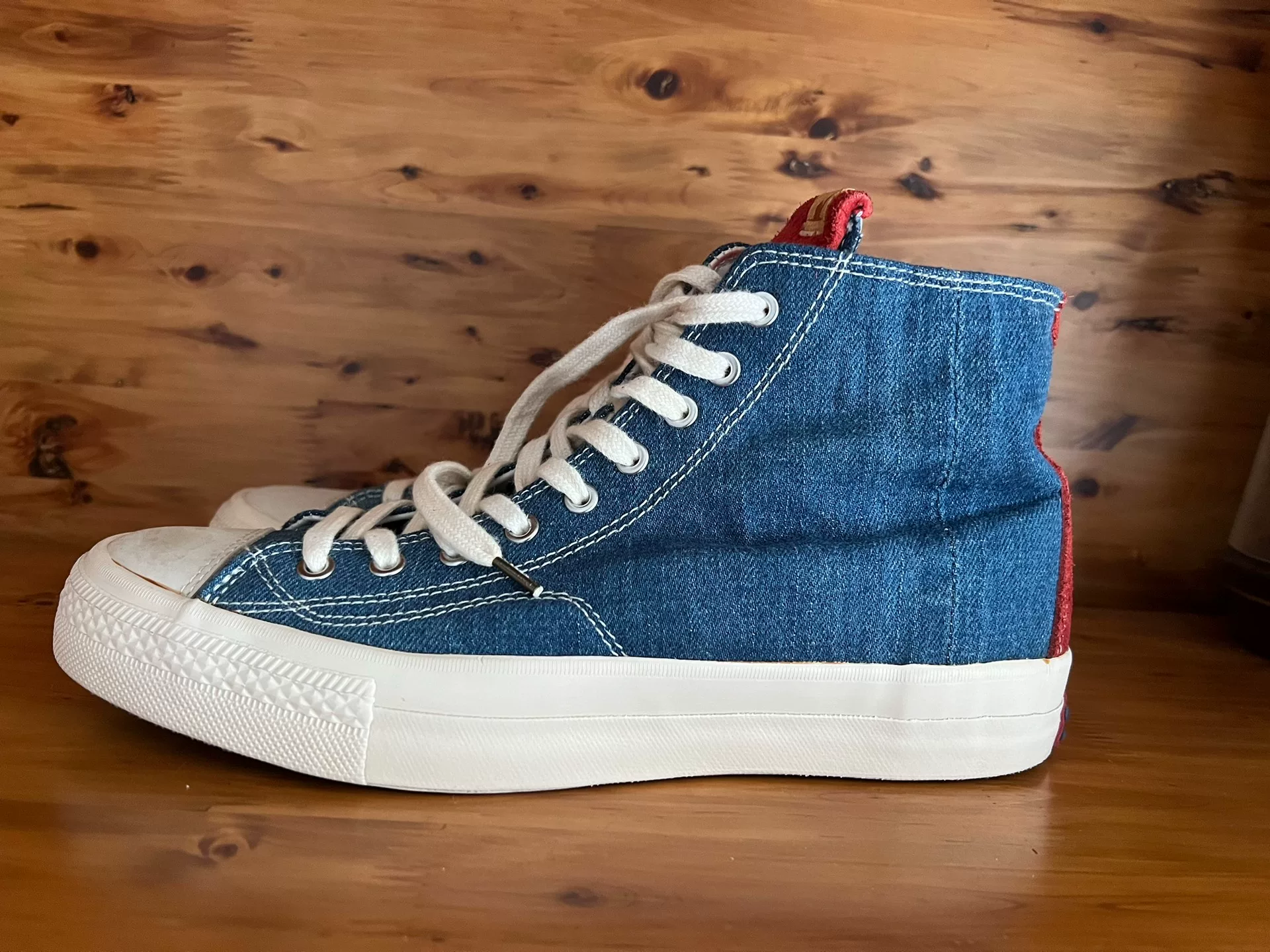 Visvim Denim Red Tail High-Top Sneakers — detail