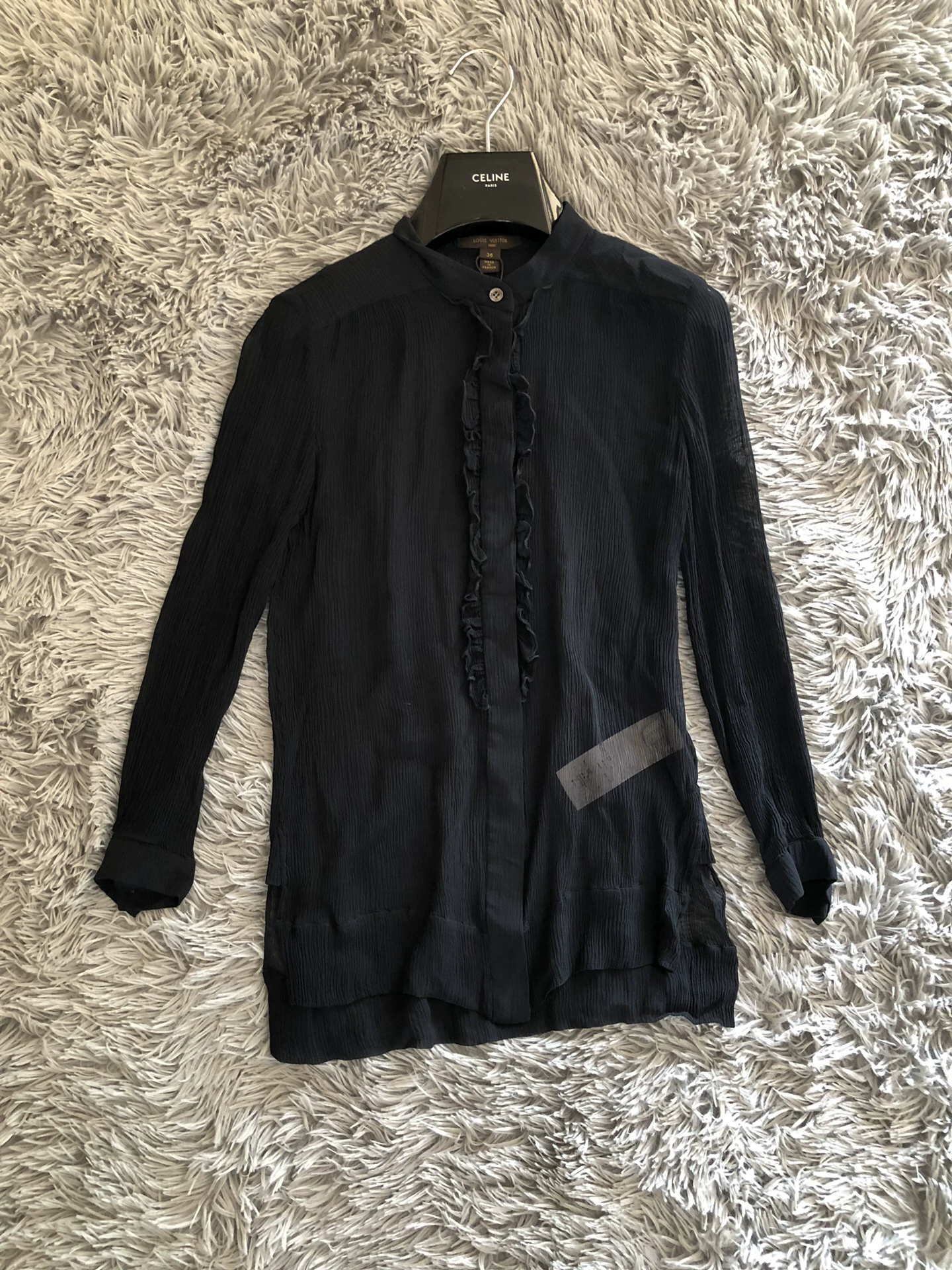 Louis Vuitton Black Ruffled Silk Shirt