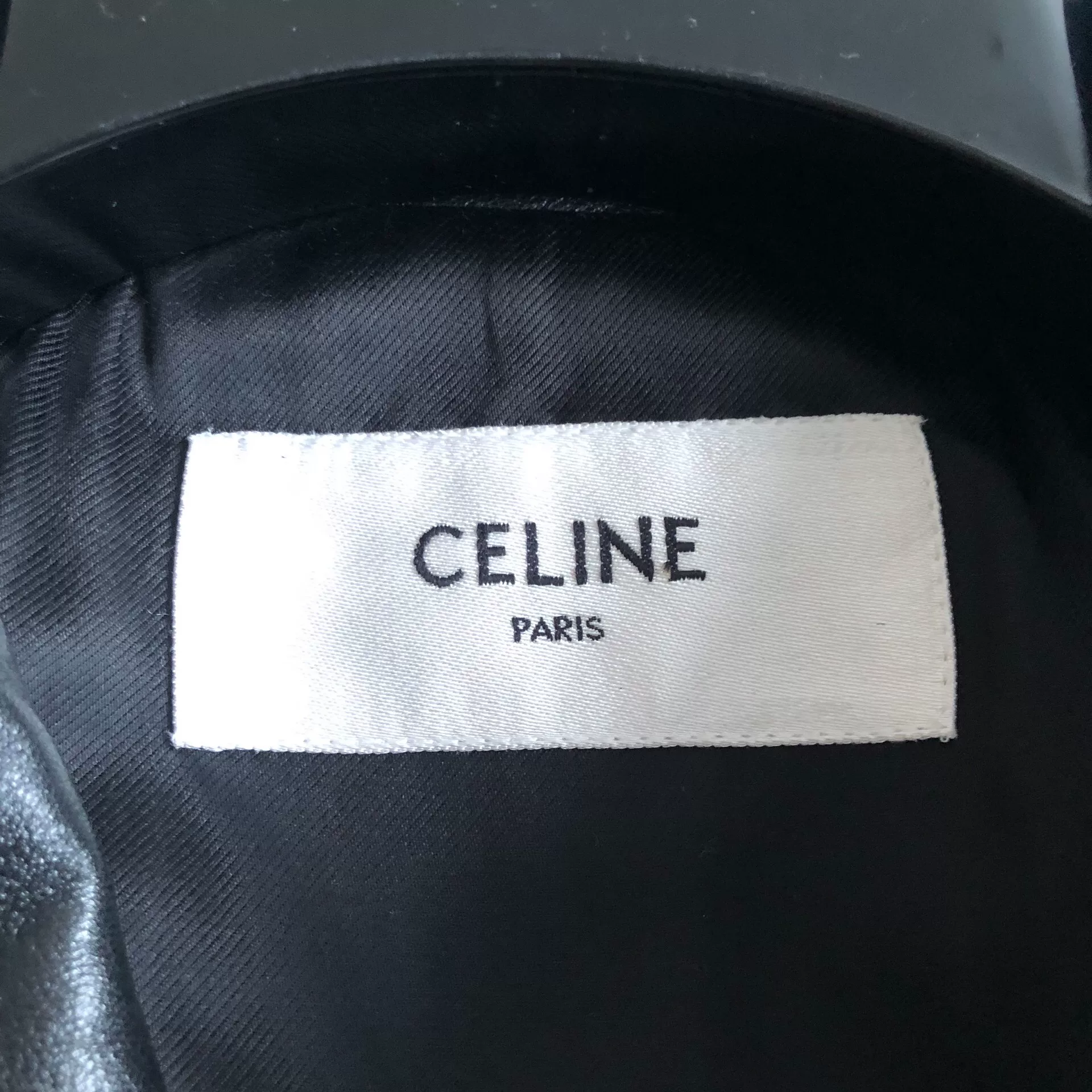 Celine Black Leather Motorcycle Jacket — detail
