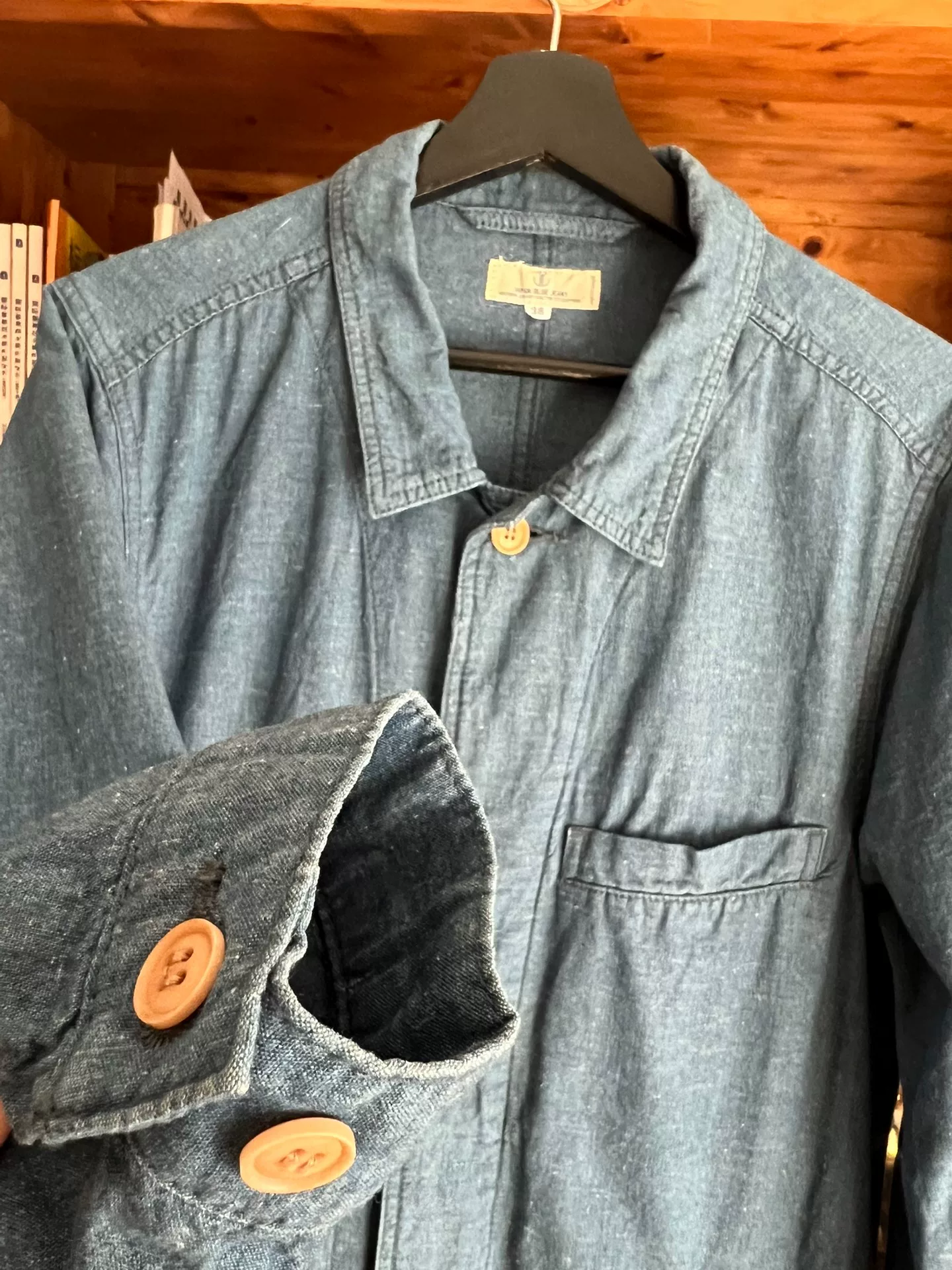 Japan Blue Indigo Dyed Windbreaker Coat — detail