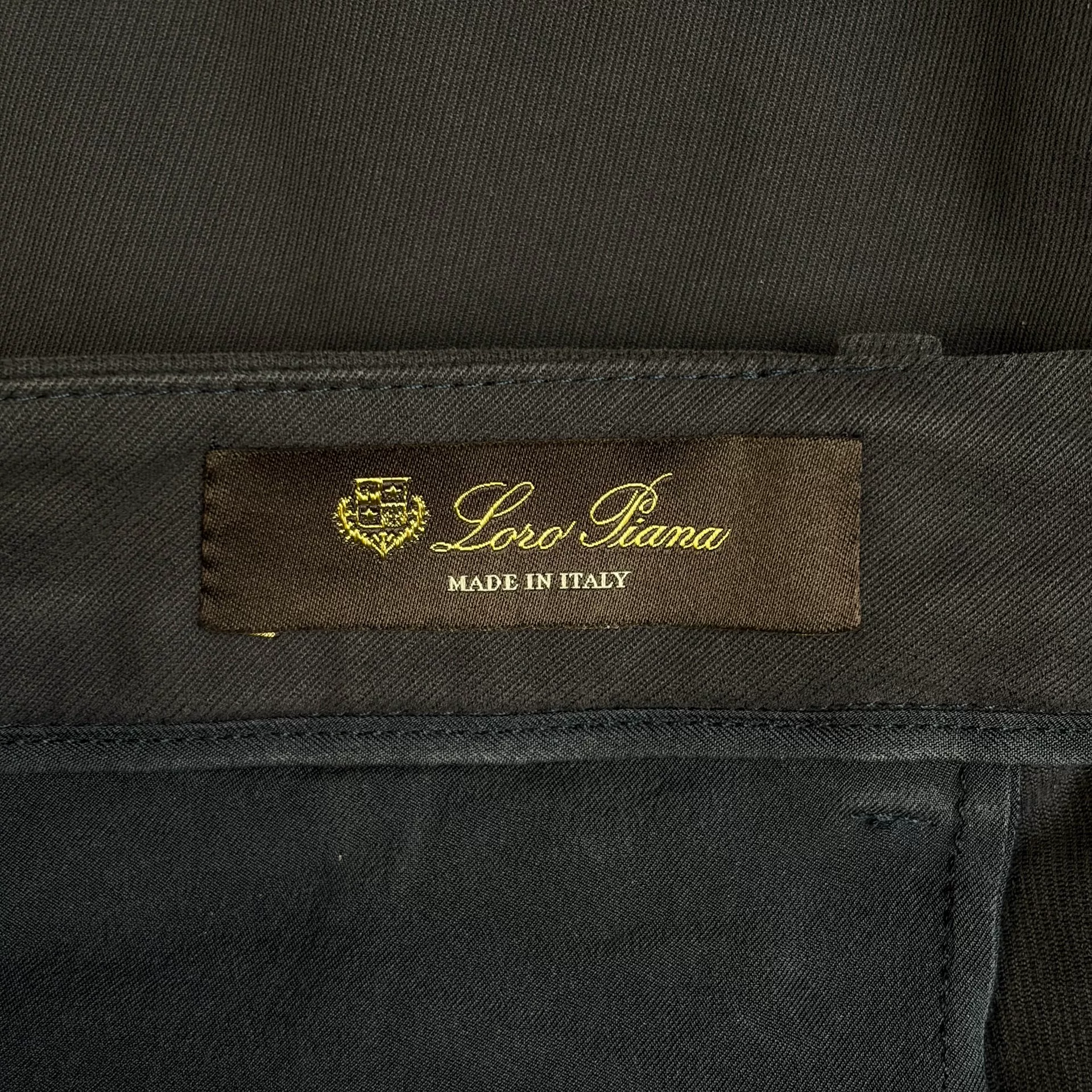 Loro Piana Italian Waist Zipper Cuff Trousers — label