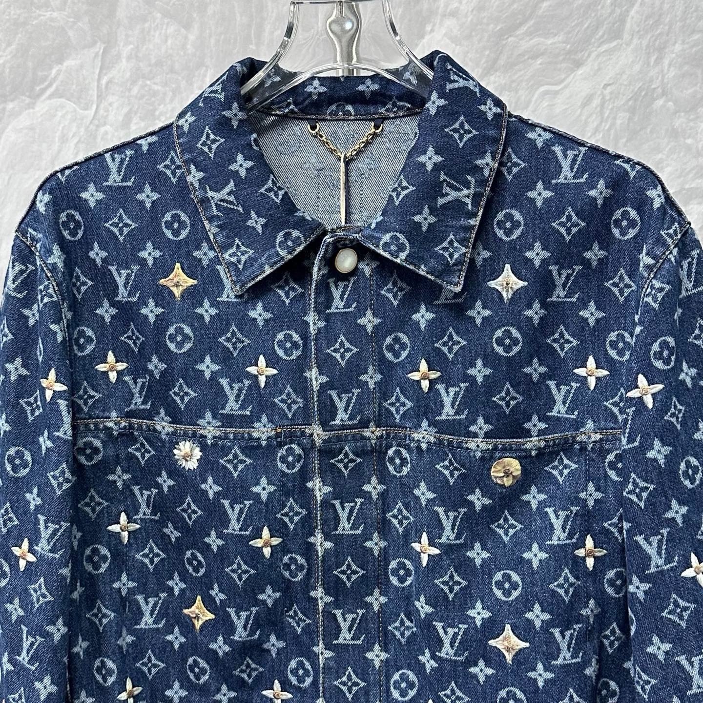 Louis Vuitton FW26 Daisy Embroidery Denim Jacket — front