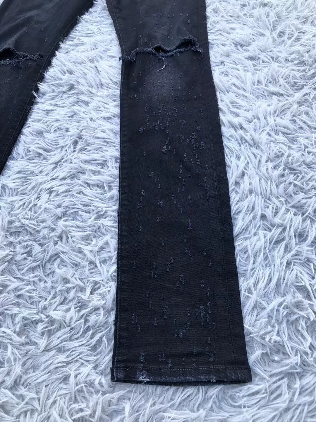 Amiri Black Distressed Straight Jeans — detail