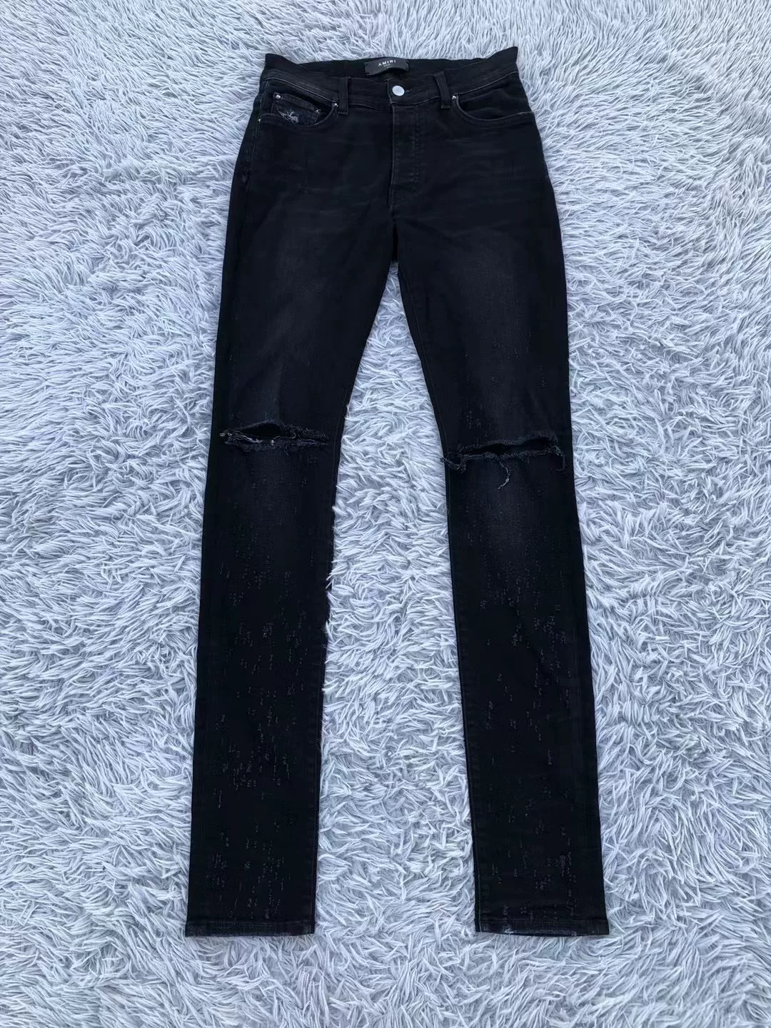 Amiri Black Distressed Straight Jeans