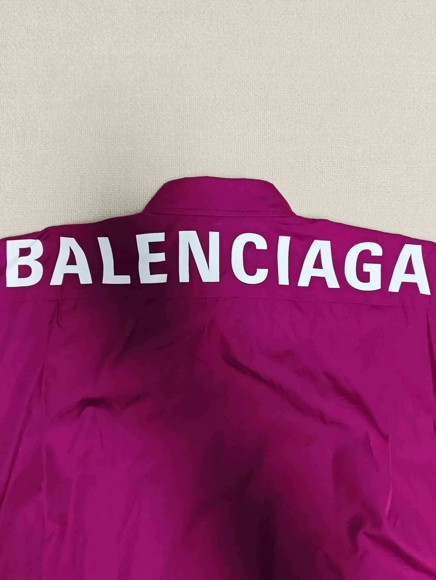 Balenciaga Magenta Back Logo Shirt Jacket — detail