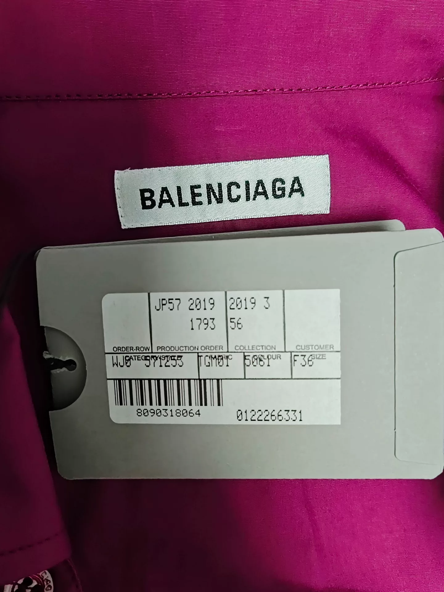 Balenciaga Magenta Back Logo Shirt Jacket — back