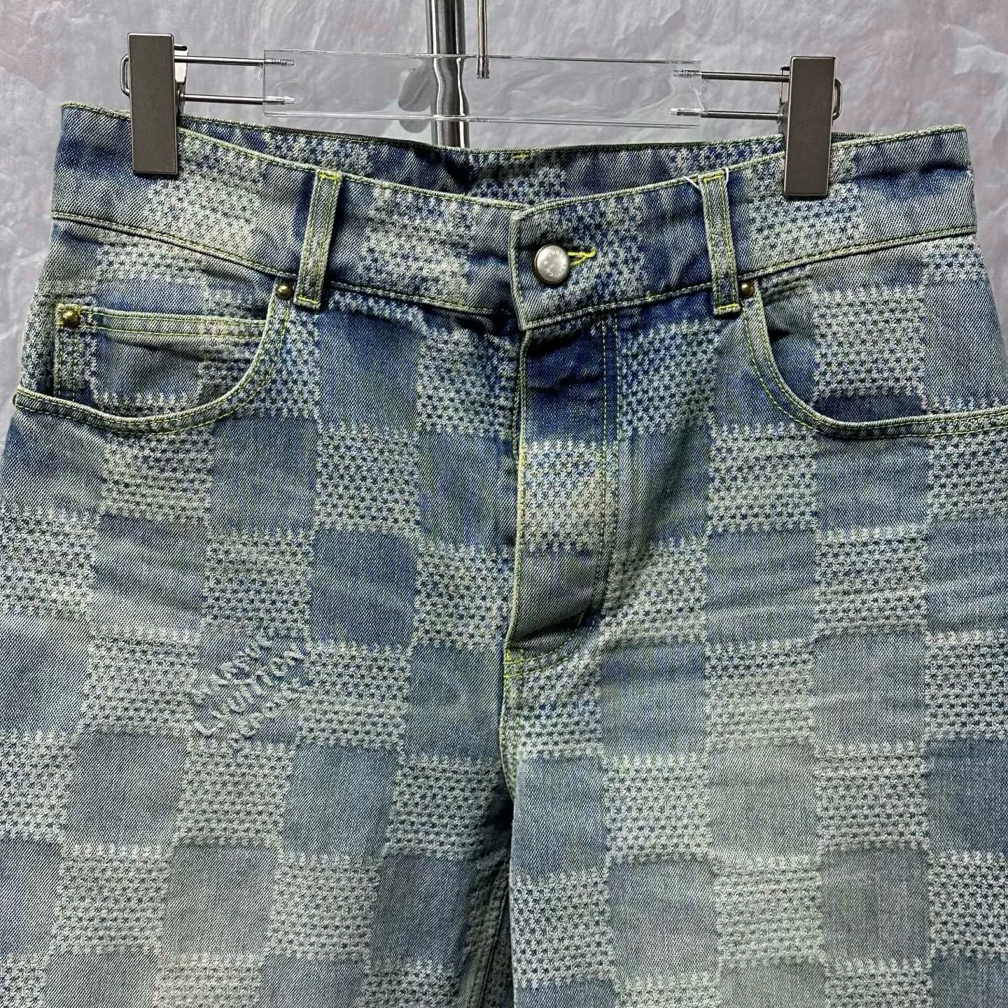 Louis Vuitton FW24 Checkered Denim Pants — front
