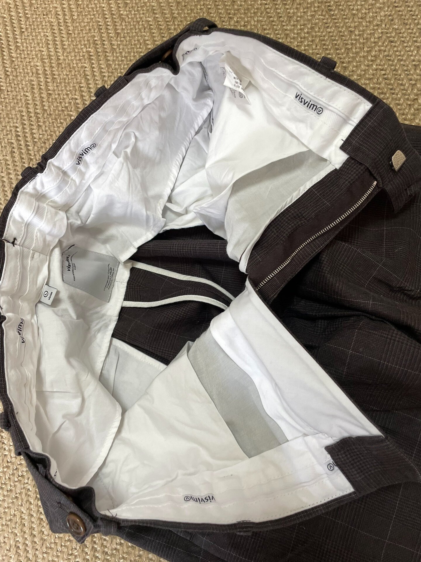 Visvim High Water Check Slacks — label