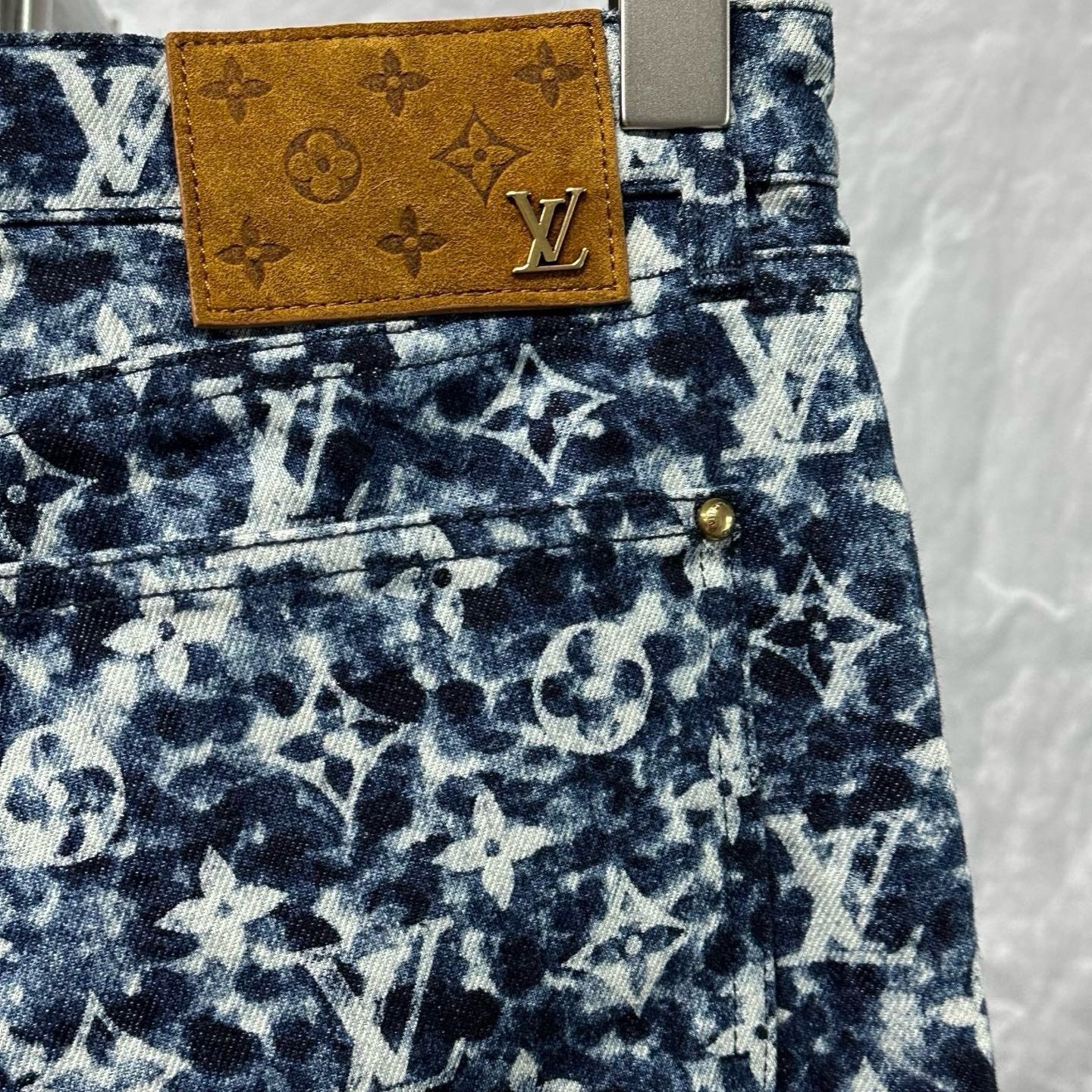 Louis Vuitton Monogram Print Denim Pants — detail