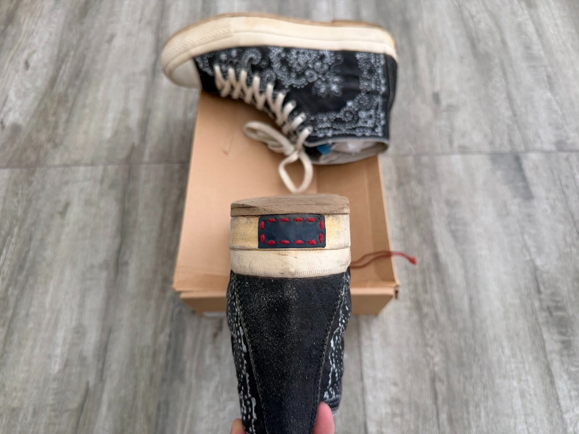 VISVIM Skagway Hi Denim Bandana — label
