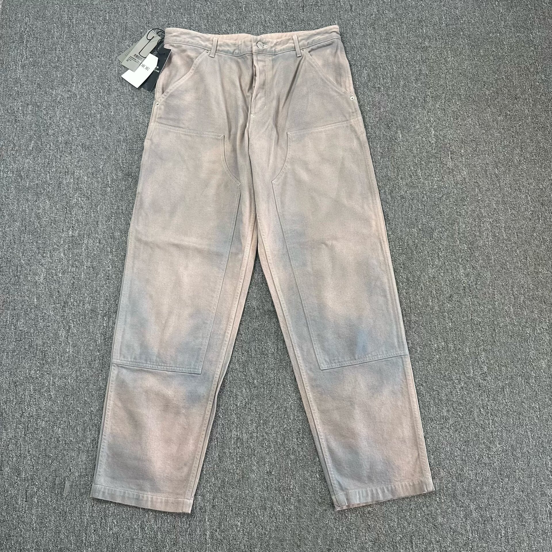 Dior Man 21ss Gray-Pink Tie-Dye Work Pants