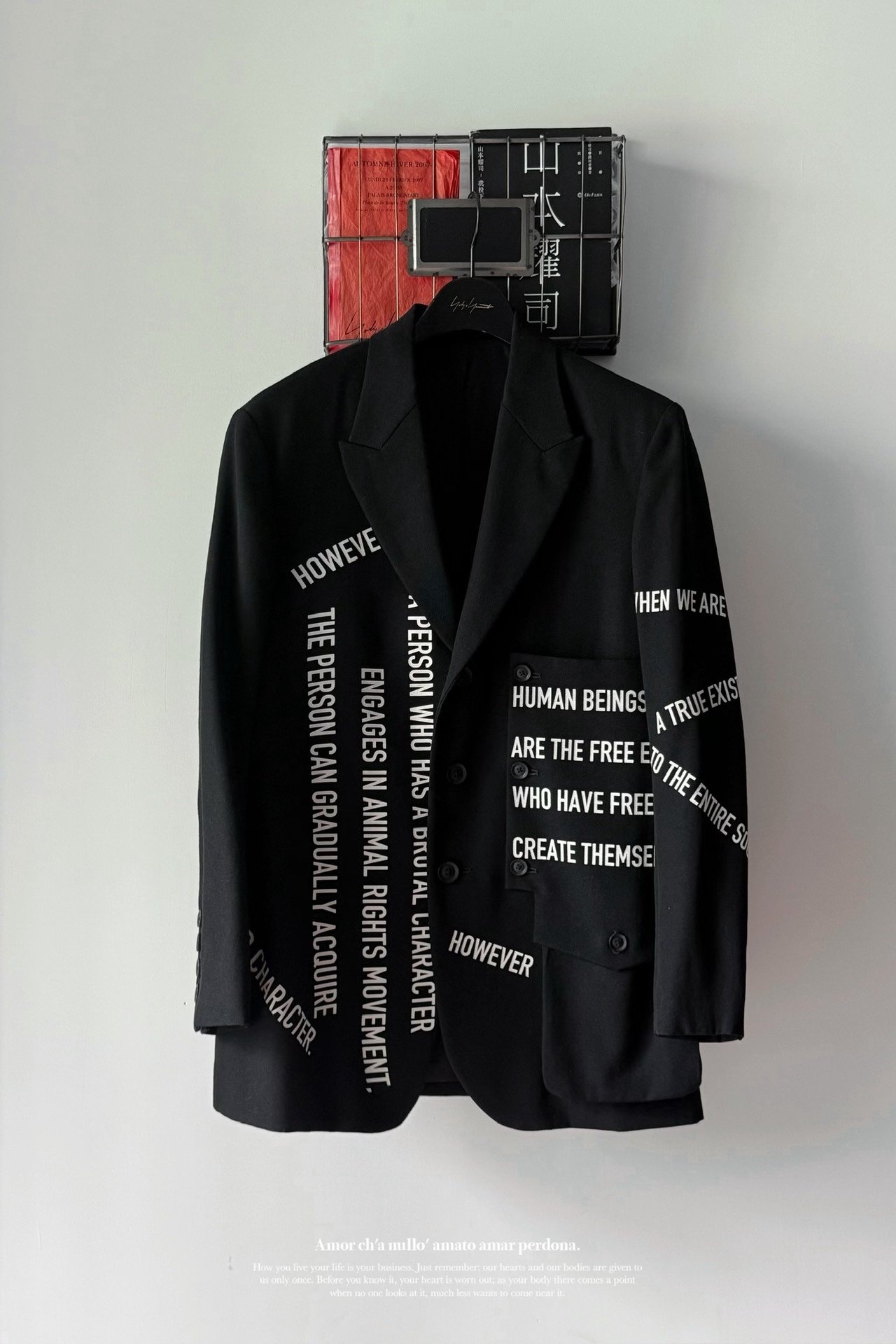 Yohji Yamamoto 22AW Existentialist Text Blazer — front