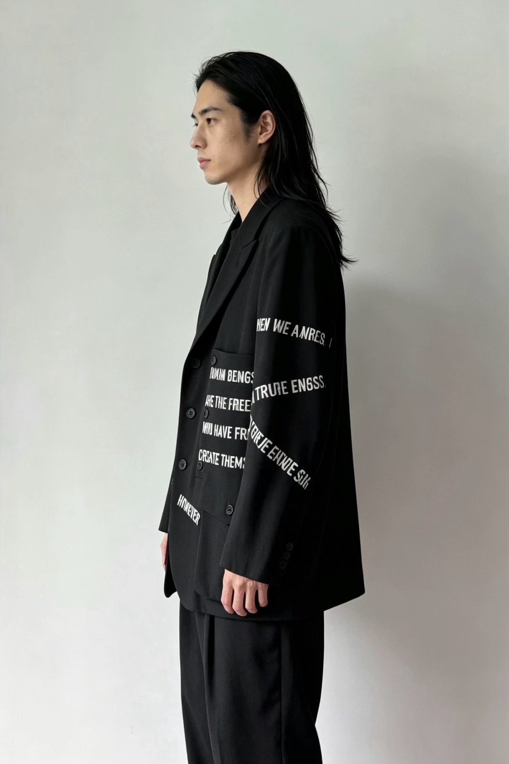 Yohji Yamamoto 22AW Existentialist Text Blazer — label
