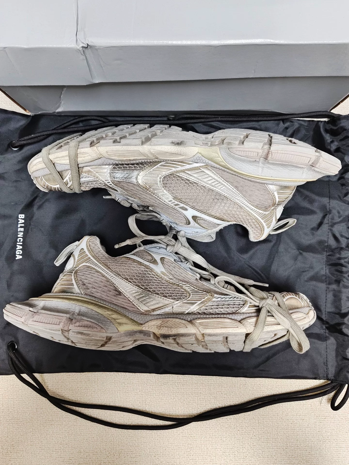 Balenciaga 3XL Low-Top Distressed Sneakers — detail