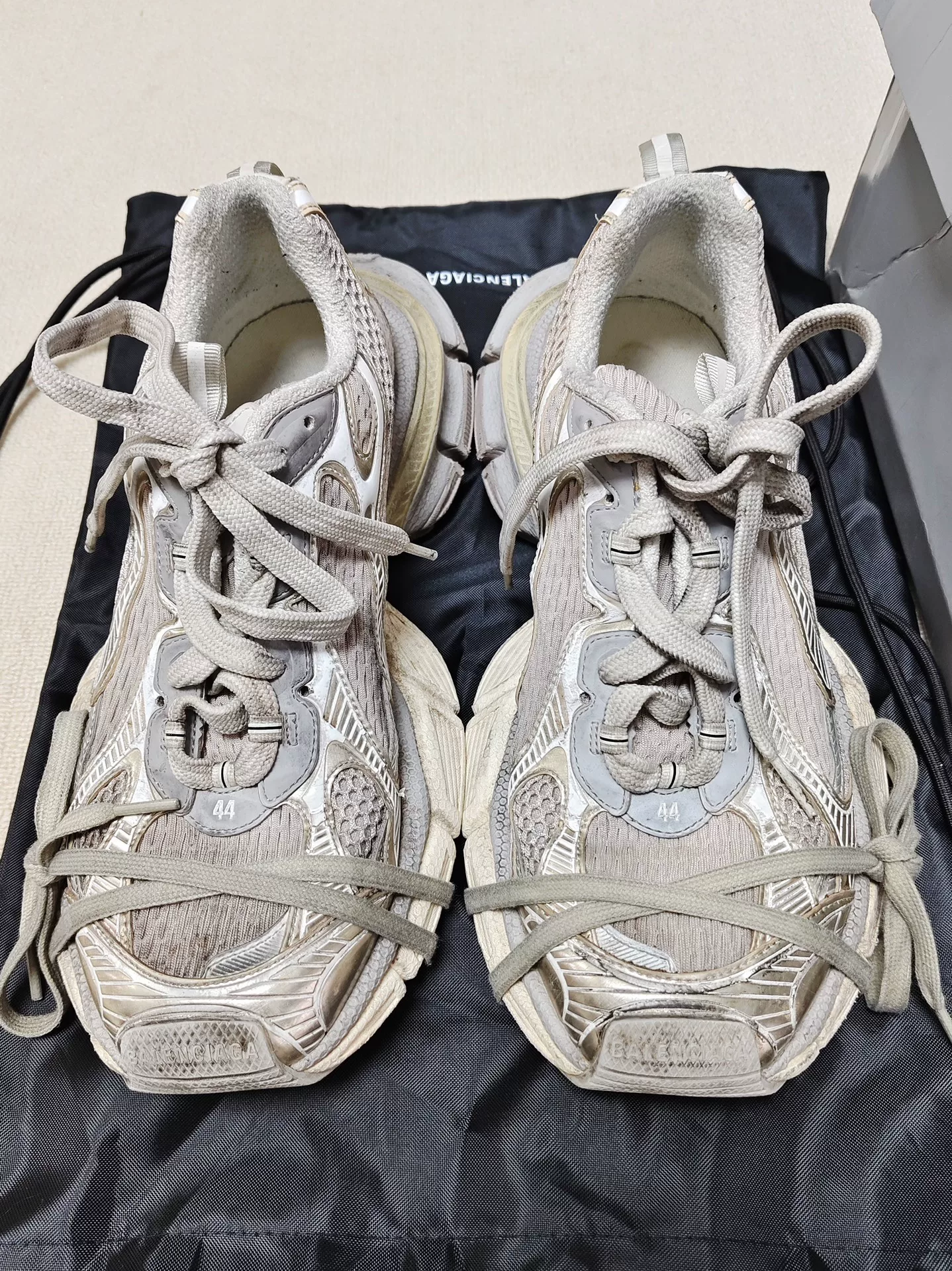 Balenciaga 3XL Low-Top Distressed Sneakers — front