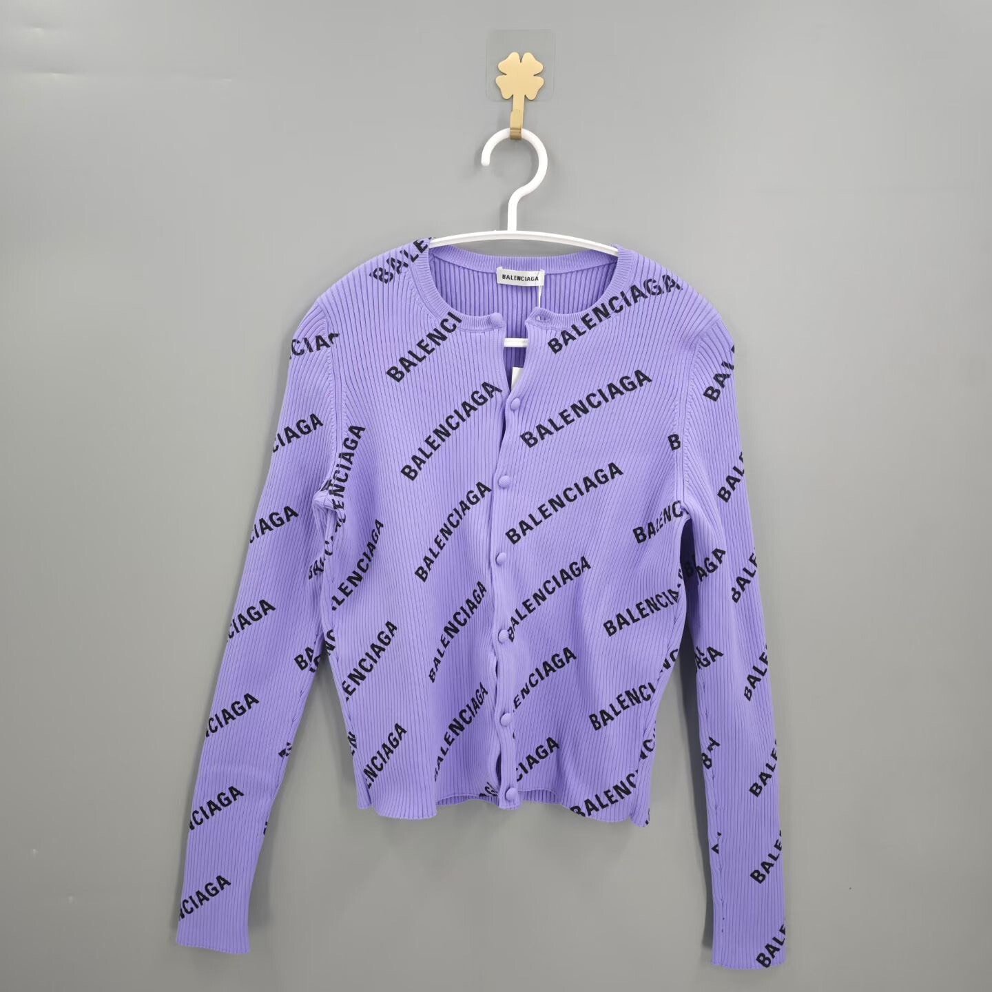 Balenciaga Purple All-Over Print Cardigan