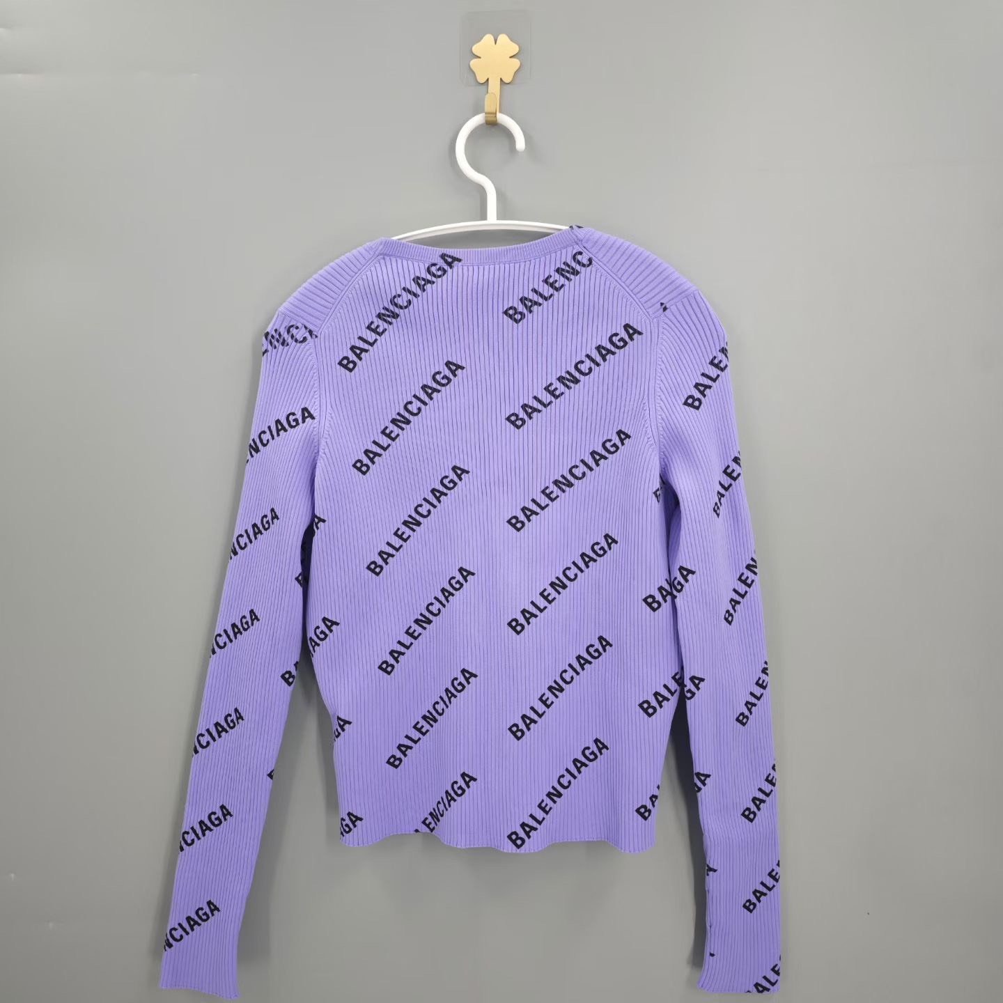 Balenciaga Purple All-Over Print Cardigan — front