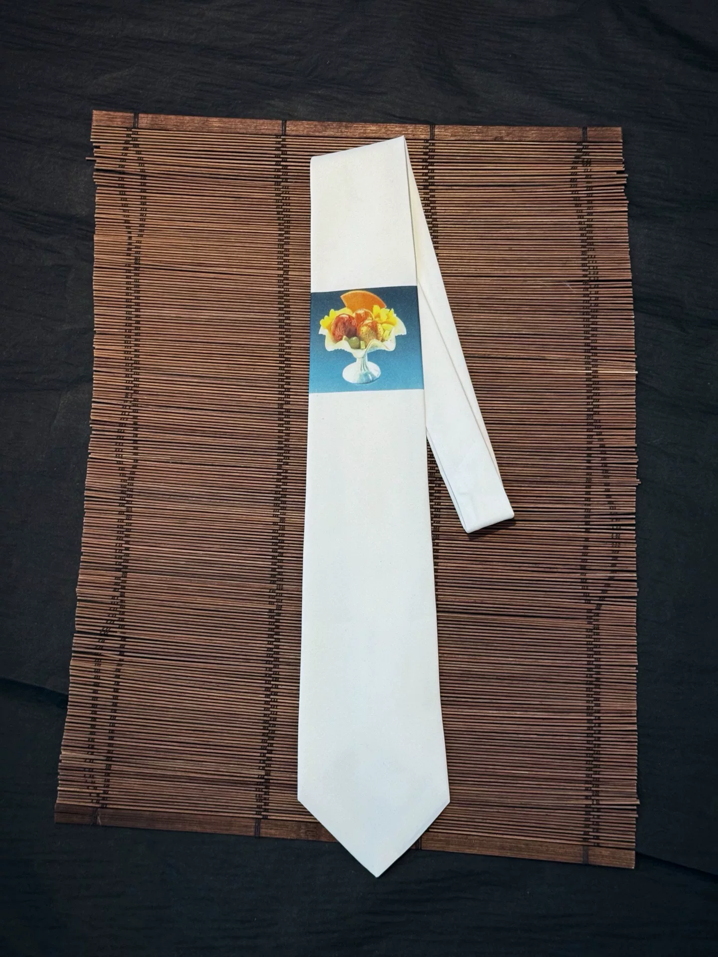 Yohji Yamamoto 1993 Fruit Bowl Tie — label