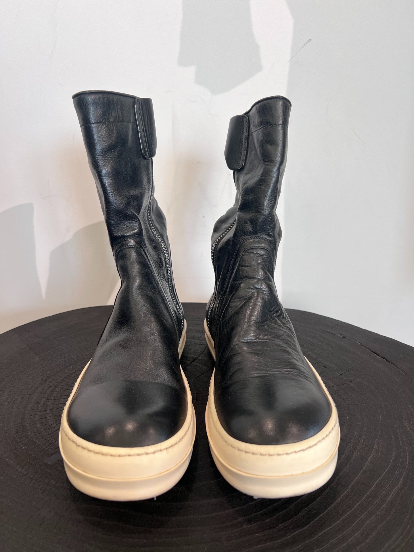 Rick Owens Leather Mid-Calf Boots — back