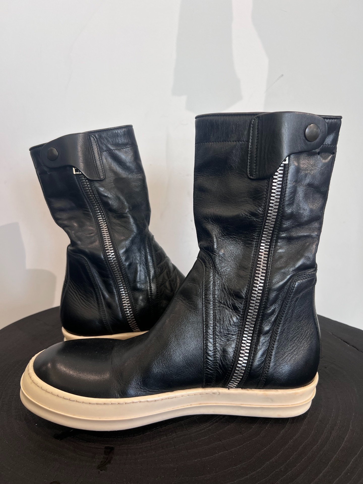 Rick Owens Leather Mid-Calf Boots — detail