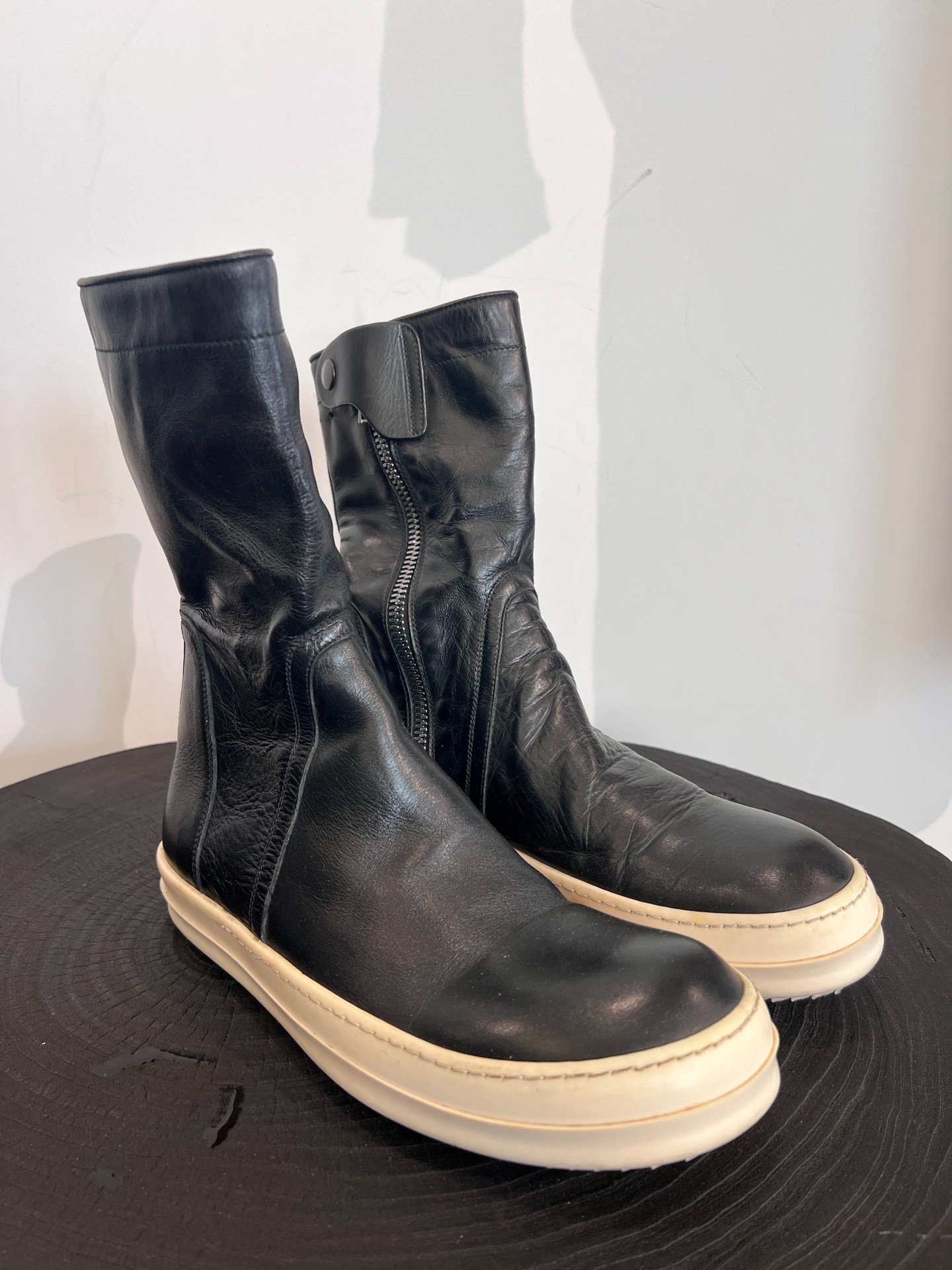 Rick Owens Leather Mid-Calf Boots